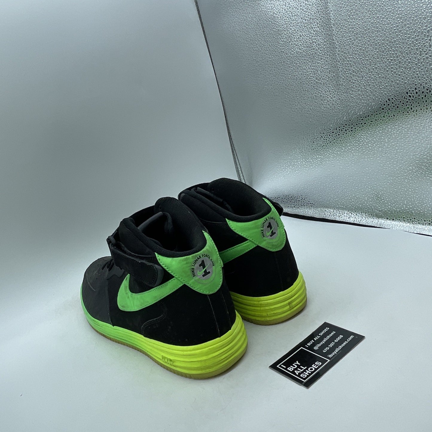 Size 14 - Nike Lunar Force 1 Leather Mid Black (555089-004)