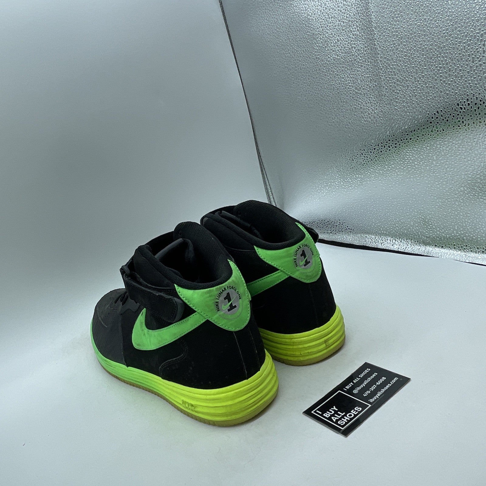 Size 14 - Nike Lunar Force 1 Leather Mid Black (555089-004)