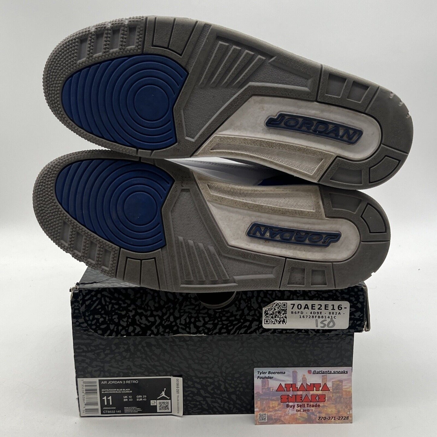 Size 11 - Jordan 3 Retro Mid Racer Blue White Black Leather Grey (CT8532-145)