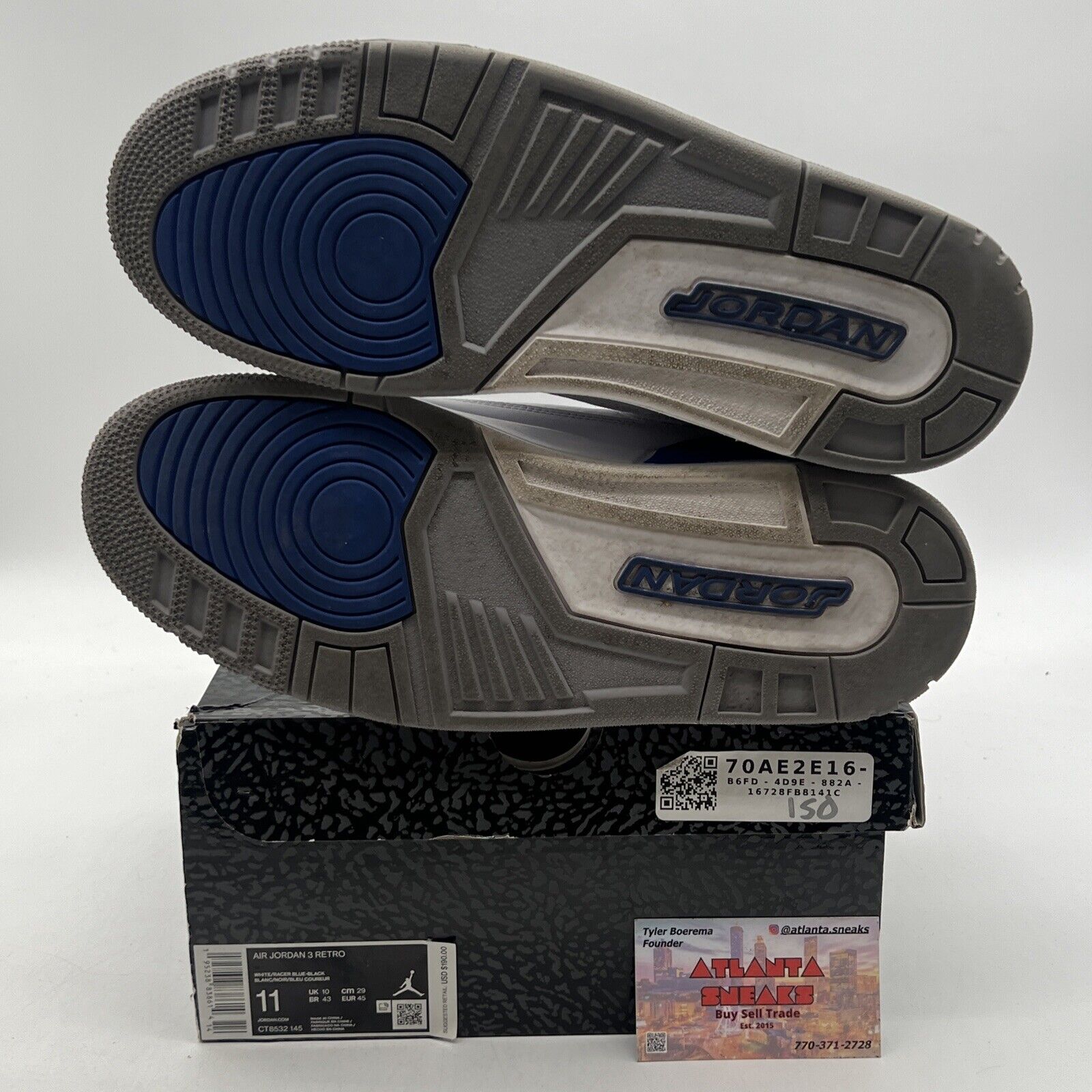 Size 11 - Jordan 3 Retro Mid Racer Blue White Black Leather Grey (CT8532-145)