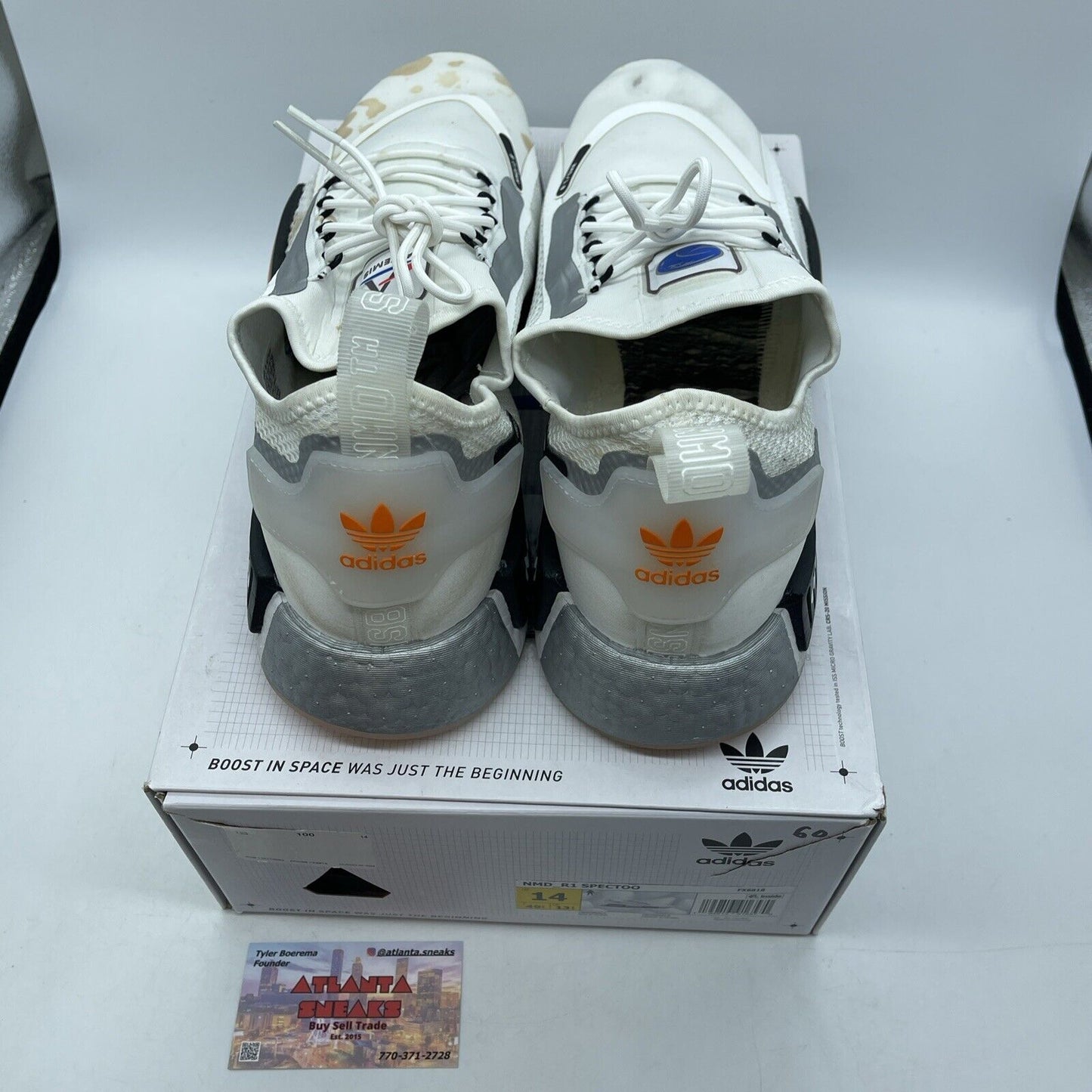 Size 14 - adidas NASA x NMD_R1 Spectoo Footwear White Orange Black (FX6818)