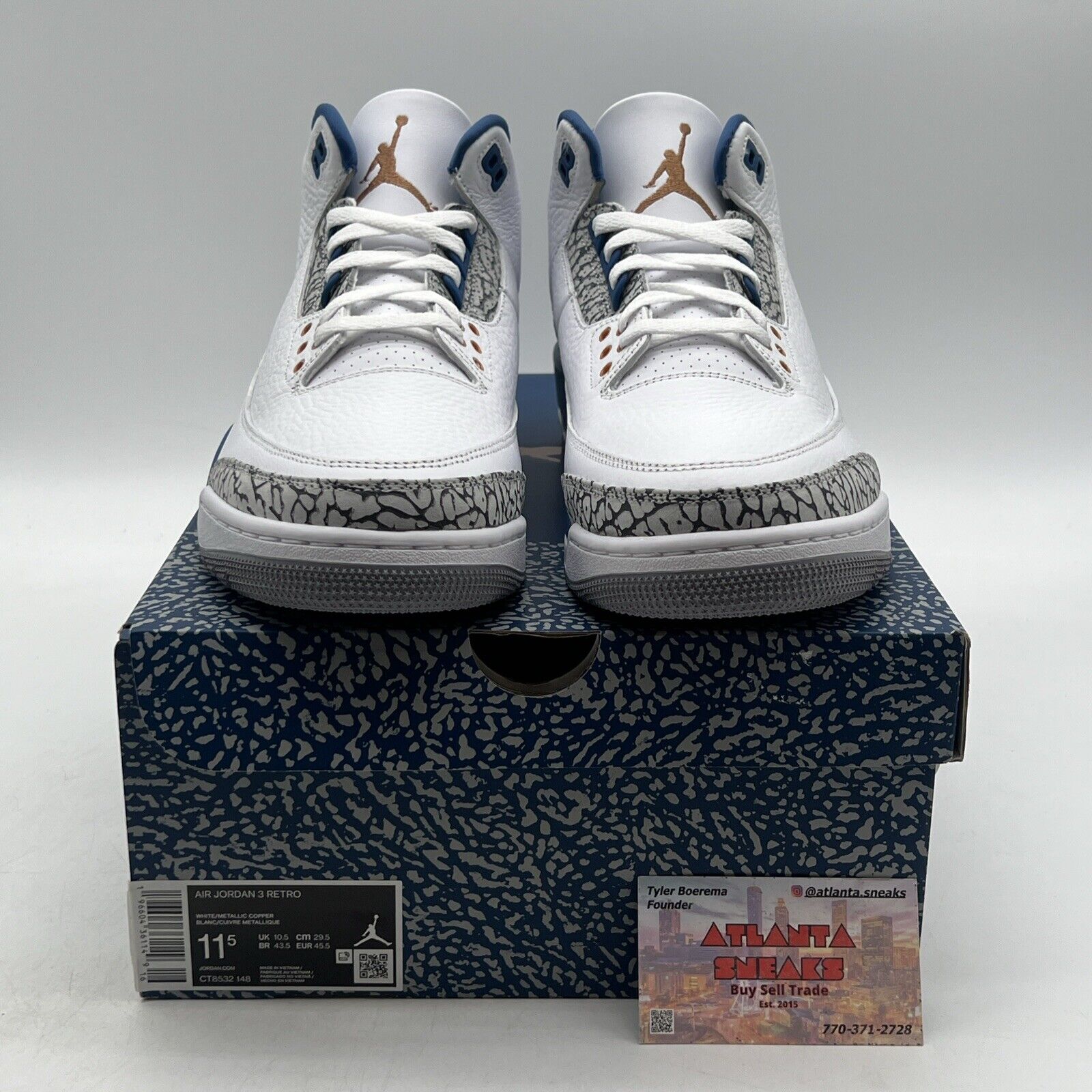 Size 11.5 - Jordan 3 Retro Mid Washington Wizards White Blue (CT8532-148)