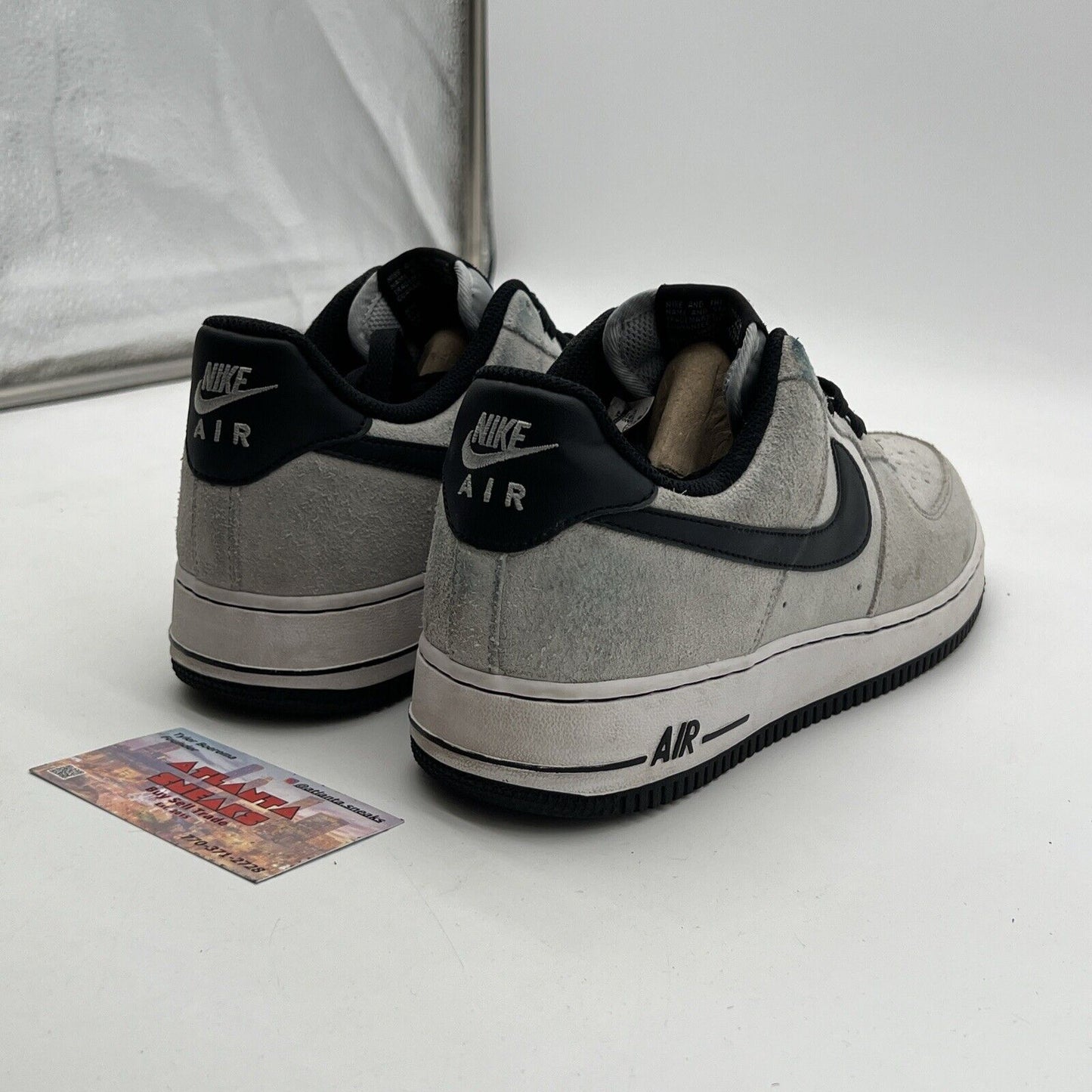 Size 8 - Nike Air Force 1 Low Grey Suede Black Leather White (488298-052)