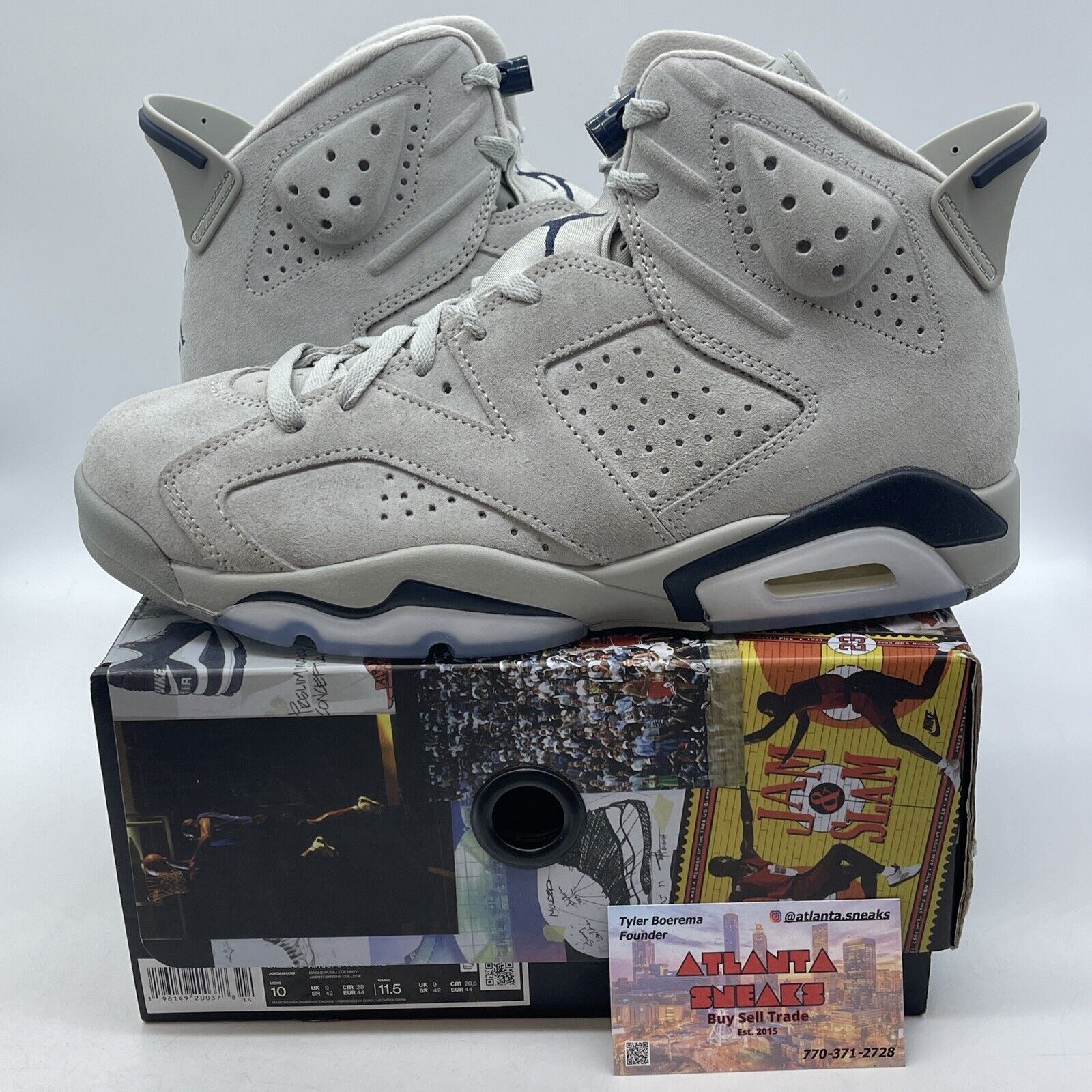 Size 10 - Jordan 6 Retro Mid Georgetown Grey White Blue Suede (CT8529-012)