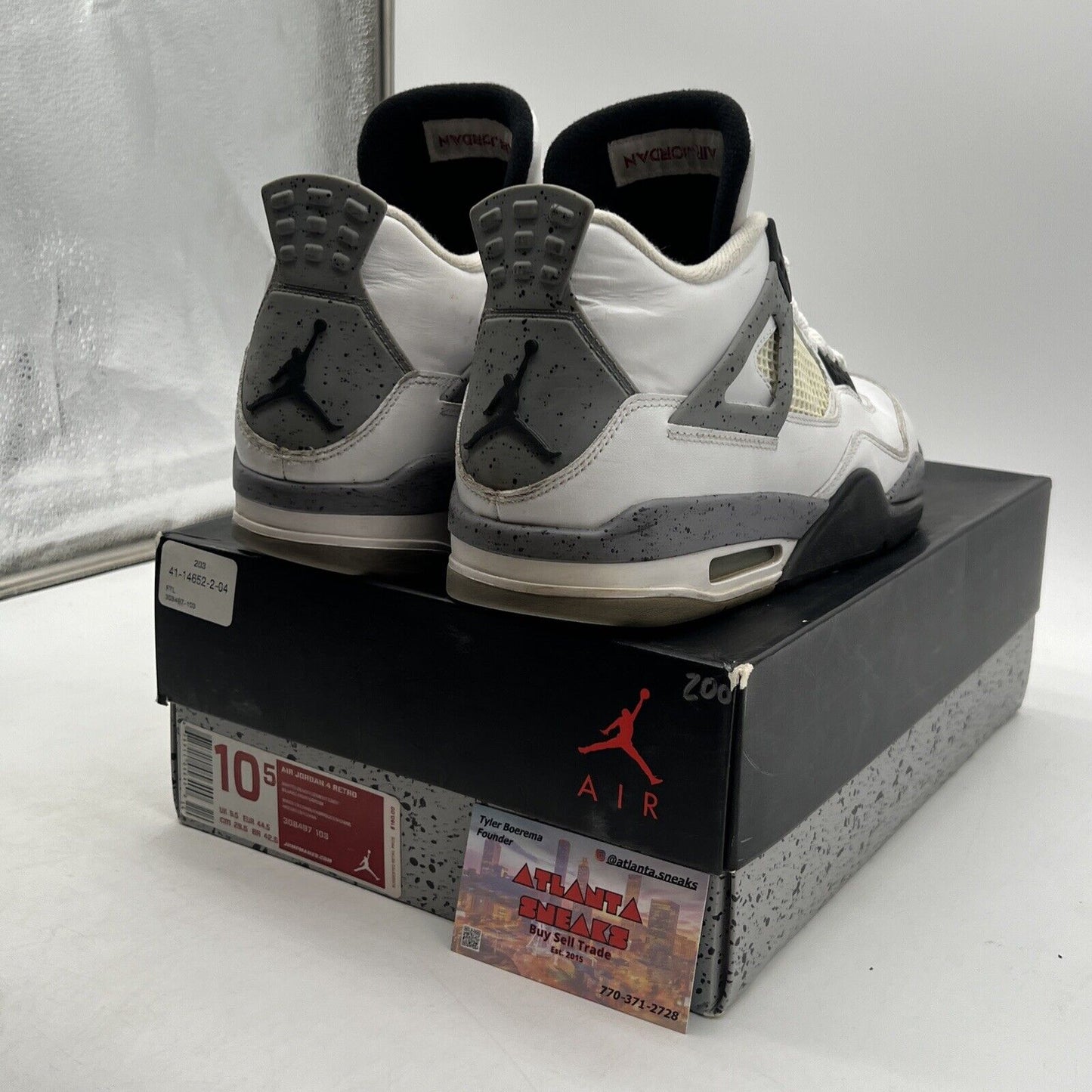 Size 10.5 - Jordan 4 Retro Cement 2012 White Black Grey Leather (308497-103)