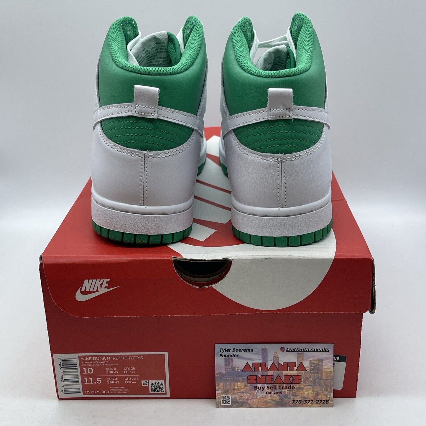 Size 10 - Nike Dunk High White Stadium Green Leather (DV0829-300)