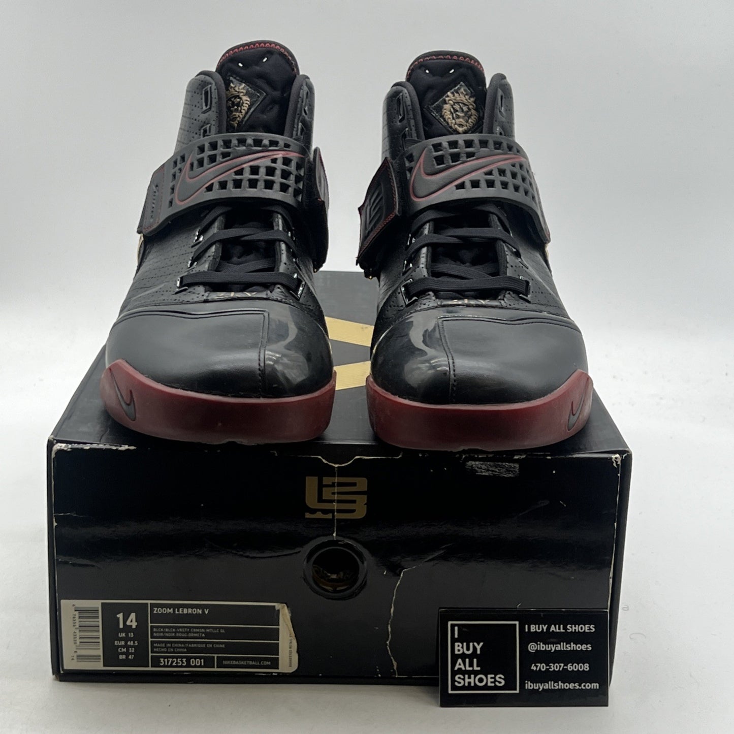 Size 14 - Nike Zoom LeBron 5 Black Varsity Crimson (317253-001)