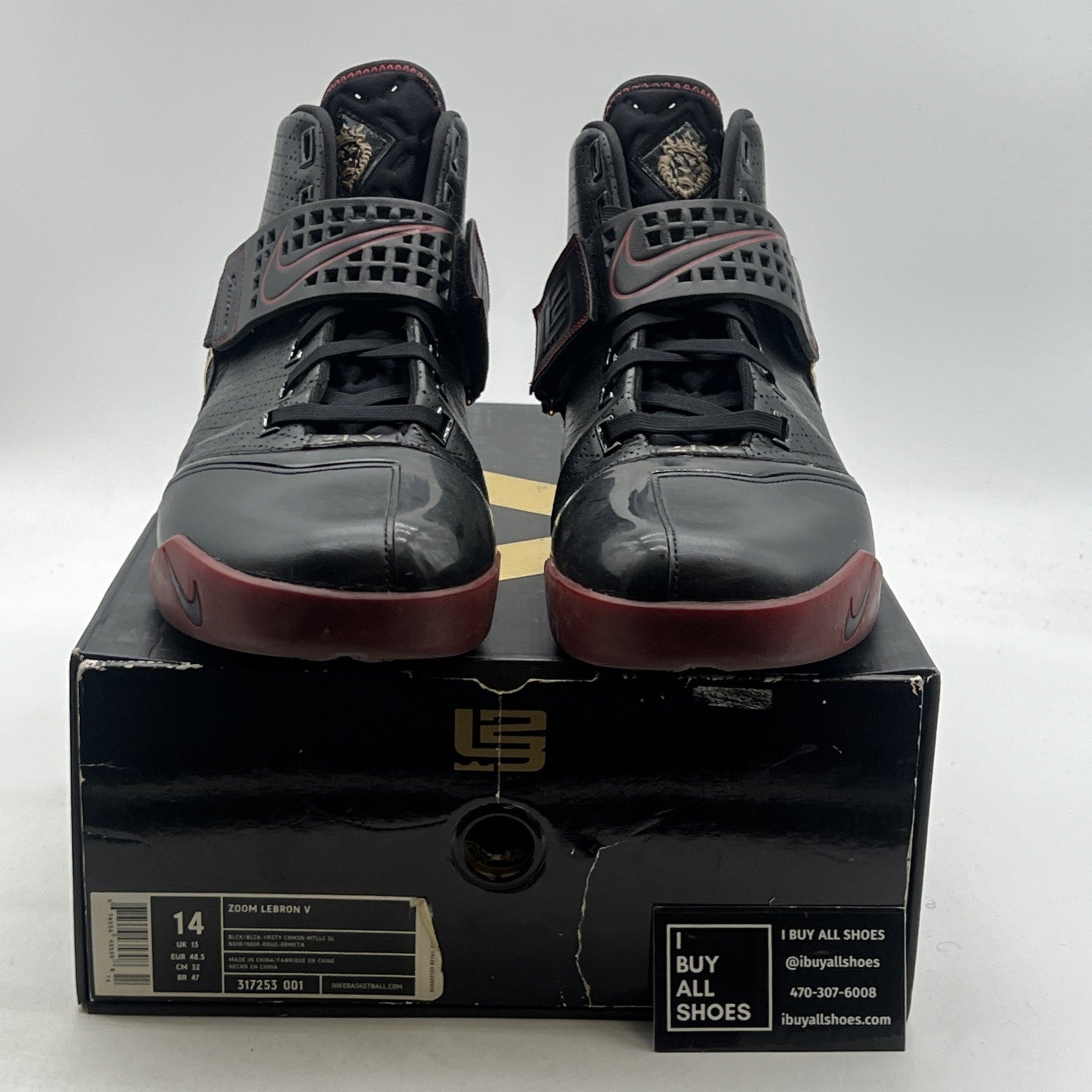 Size 14 - Nike Zoom LeBron 5 Black Varsity Crimson (317253-001)