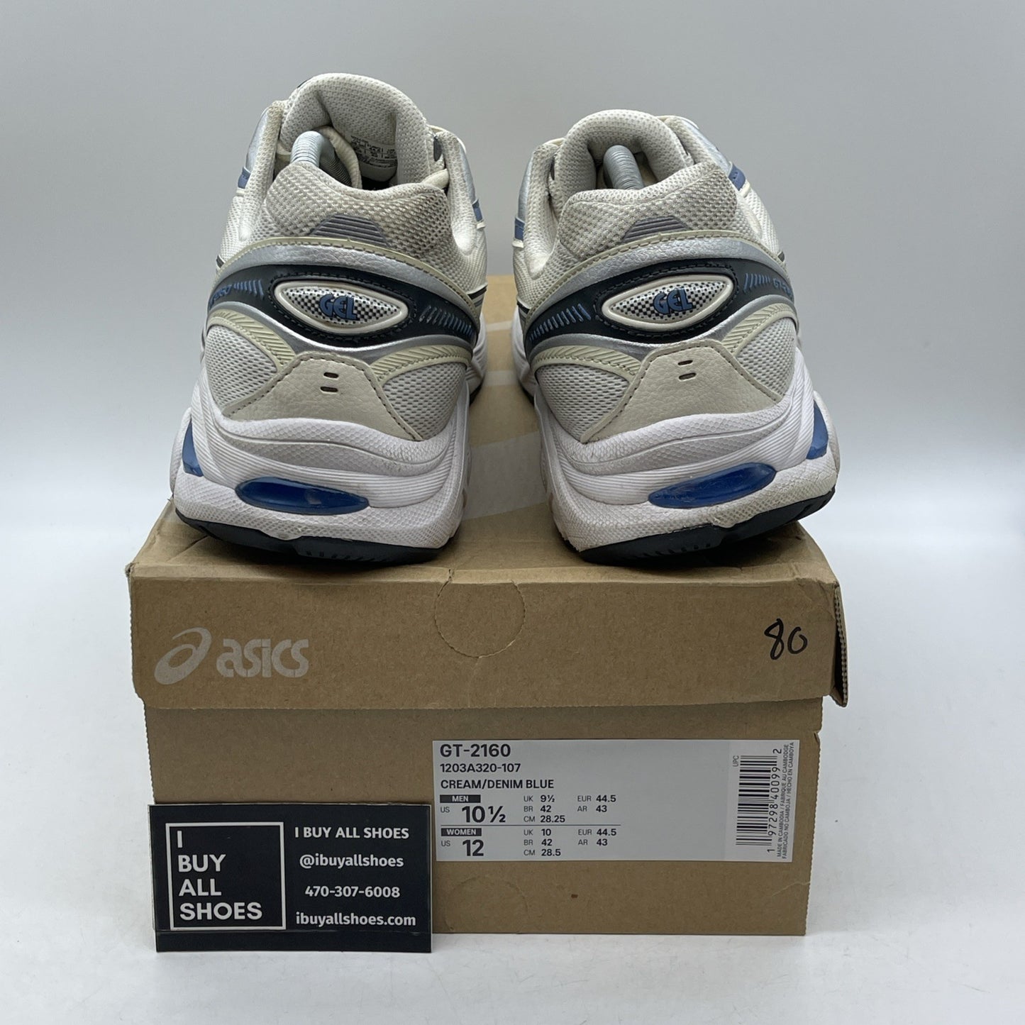 Size 10.5 - Asics Sportstyle GT-2160 Cream Denim Blue Running (1203A320-107)