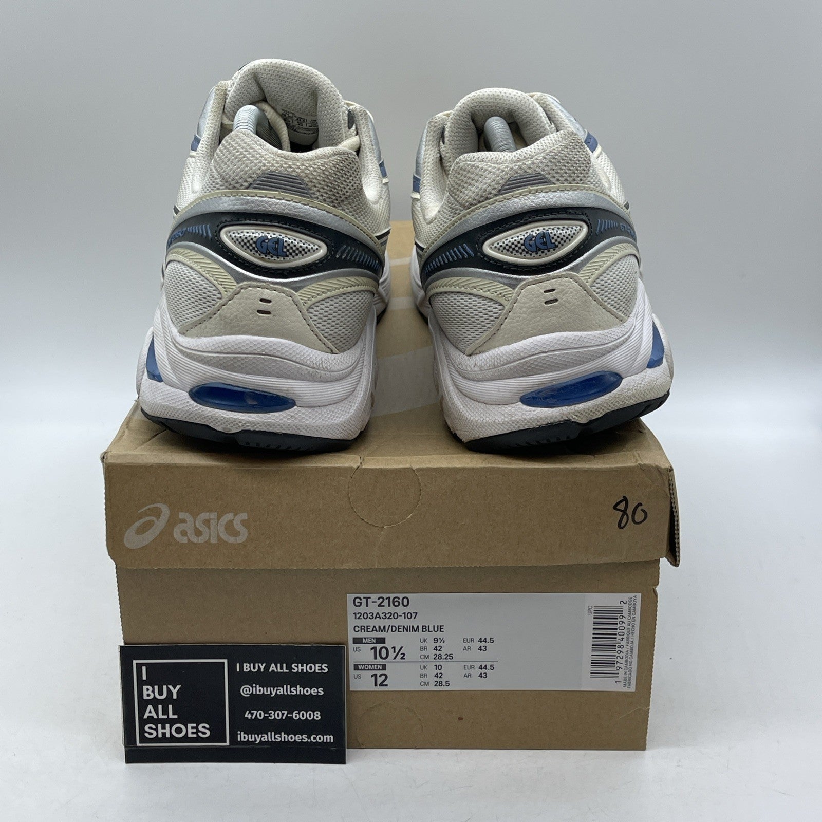 Size 10.5 - Asics Sportstyle GT-2160 Cream Denim Blue Running (1203A320-107)