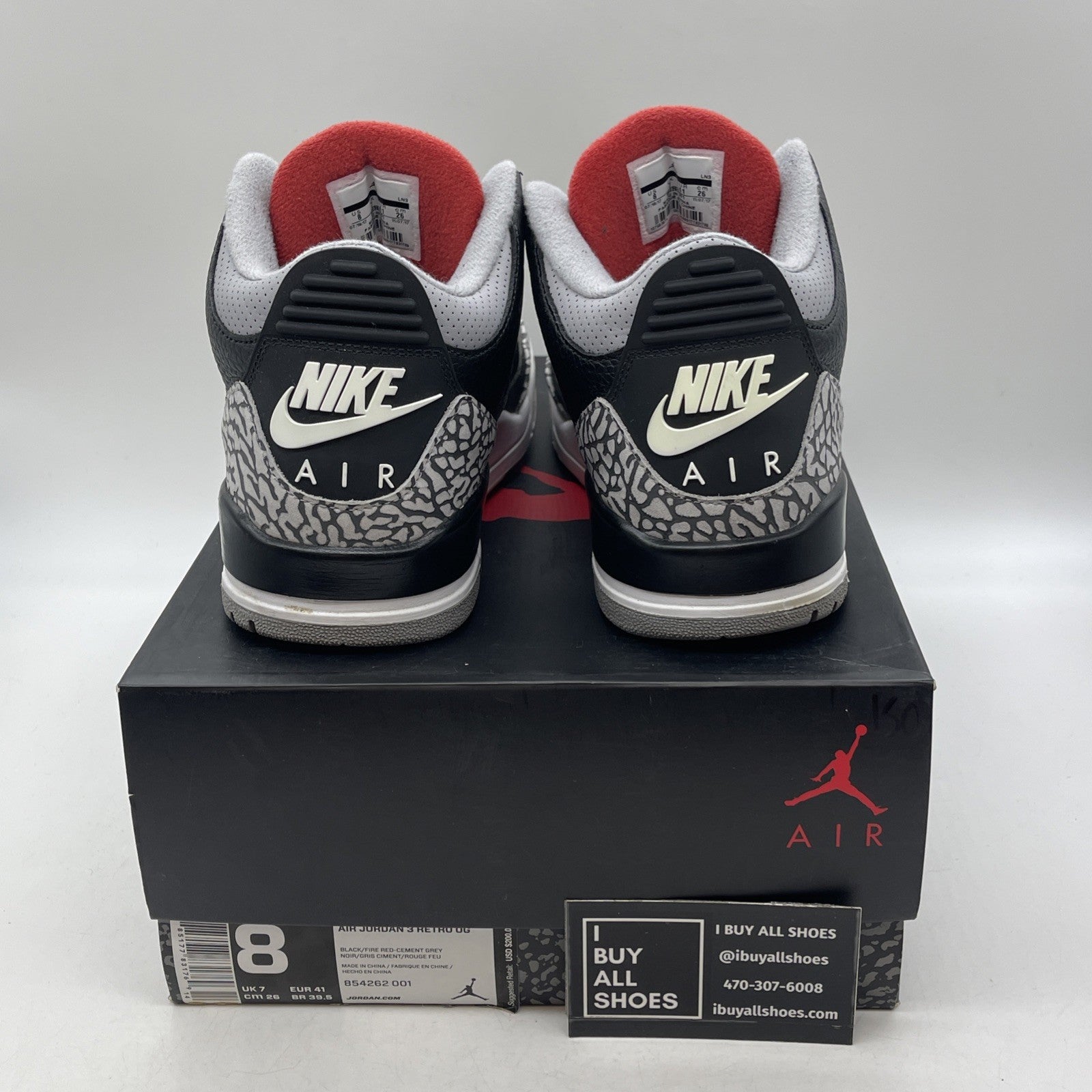 Size 8 - Air Jordan 3 Retro OG Mid Black Cement (854262-001)