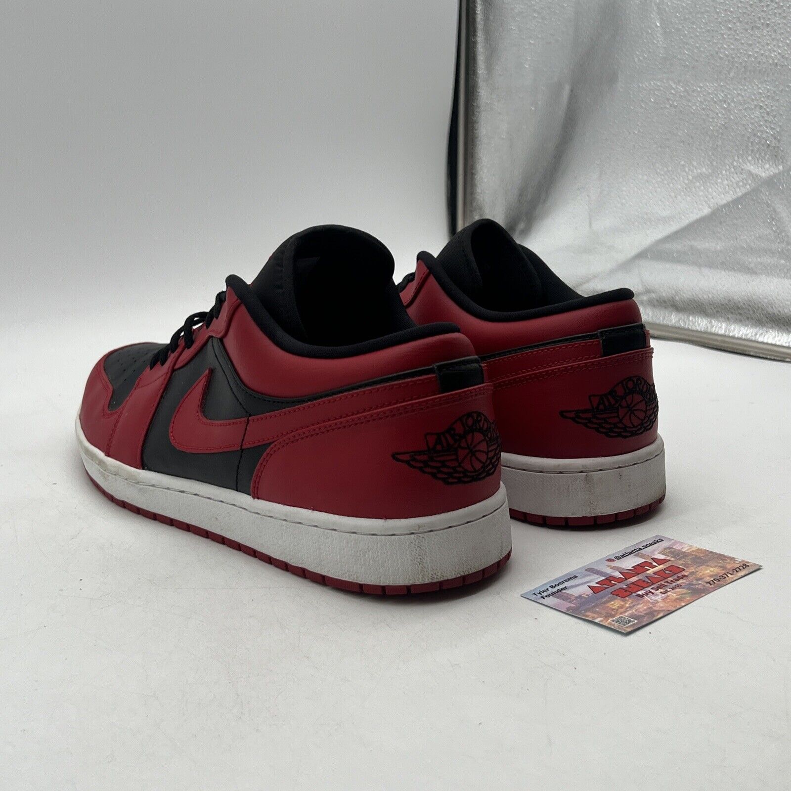 Size 13 - Air Jordan 1 Low Reverse Bred Black Red White Leather (553558-606)