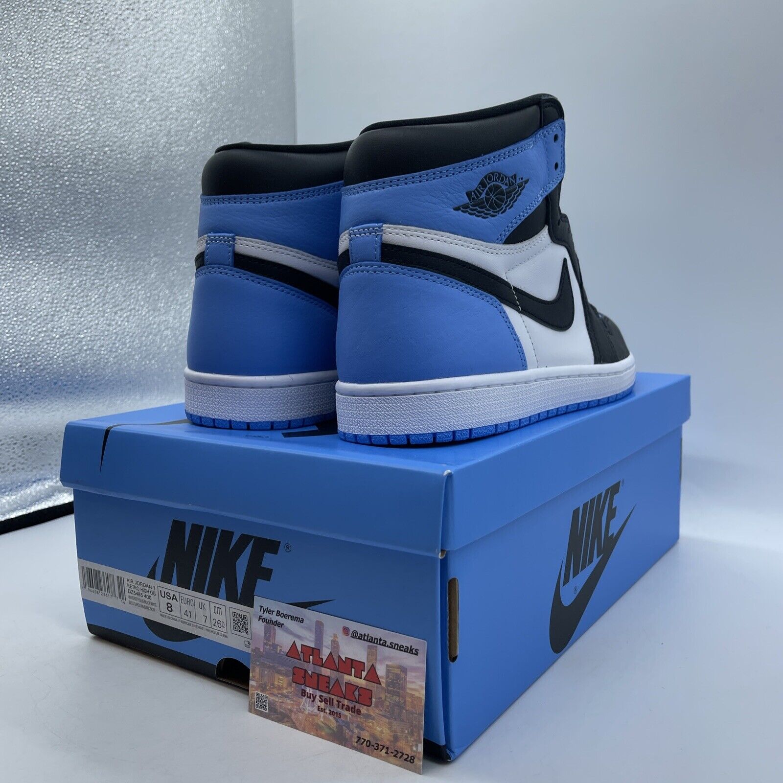 Size 8 - Jordan 1 Retro OG High UNC Toe Blue White Black Leather (DZ5485-400)