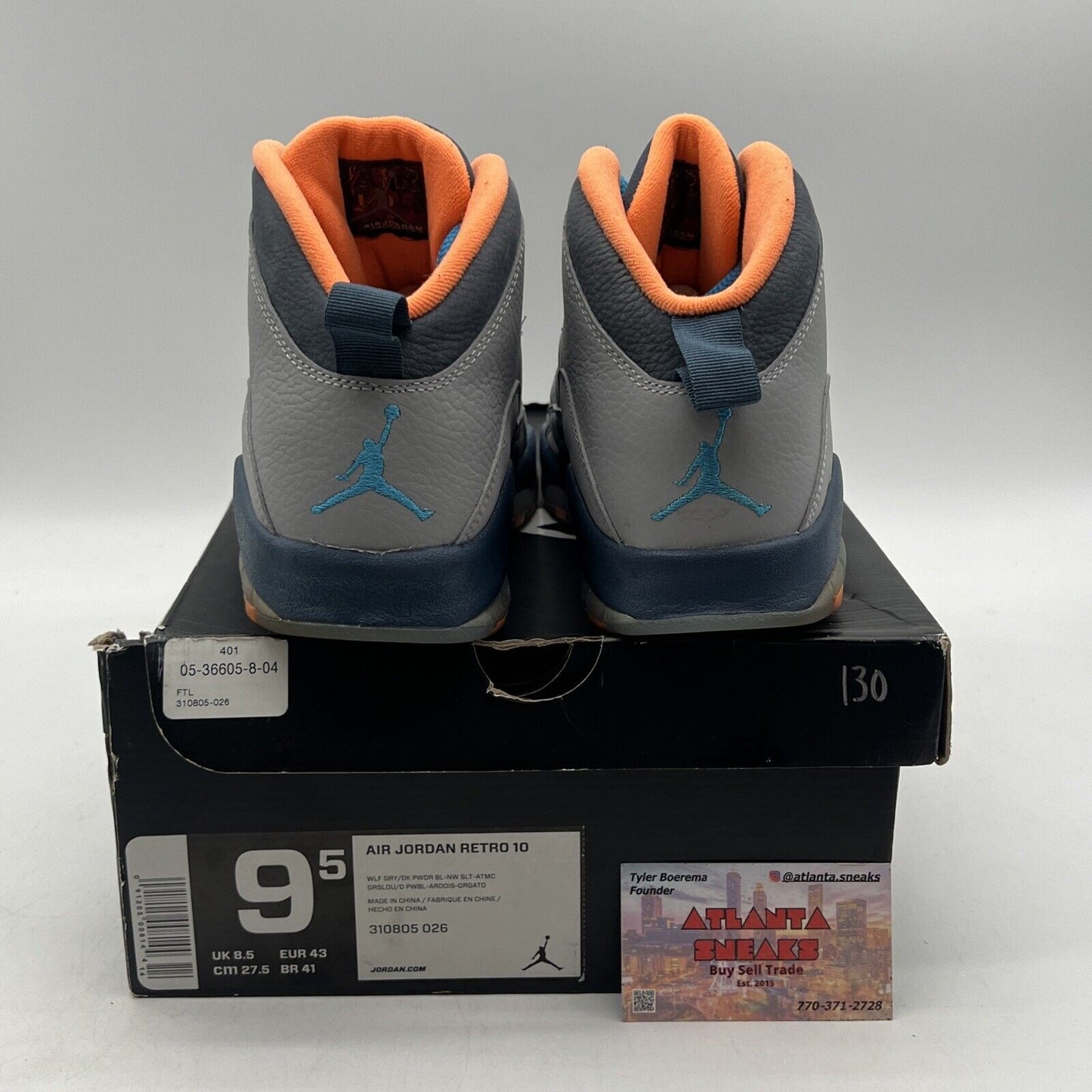 Size 9.5 - Air Jordan 10 Retro Bobcats Blue Orange Grey Leather (310805-026)