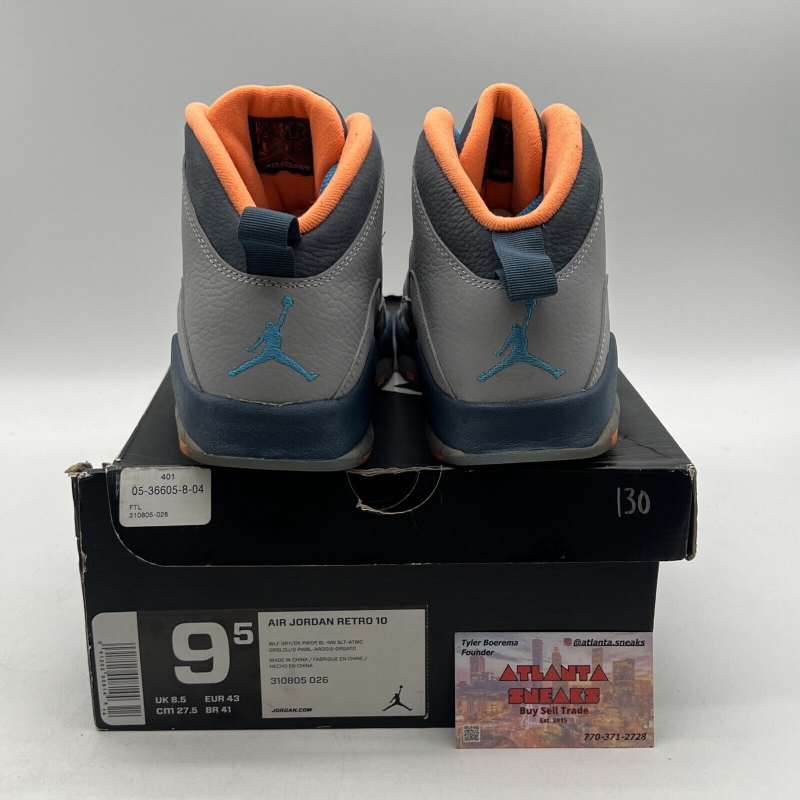 Size 9.5 - Air Jordan 10 Retro Bobcats Blue Orange Grey Leather (310805-026)