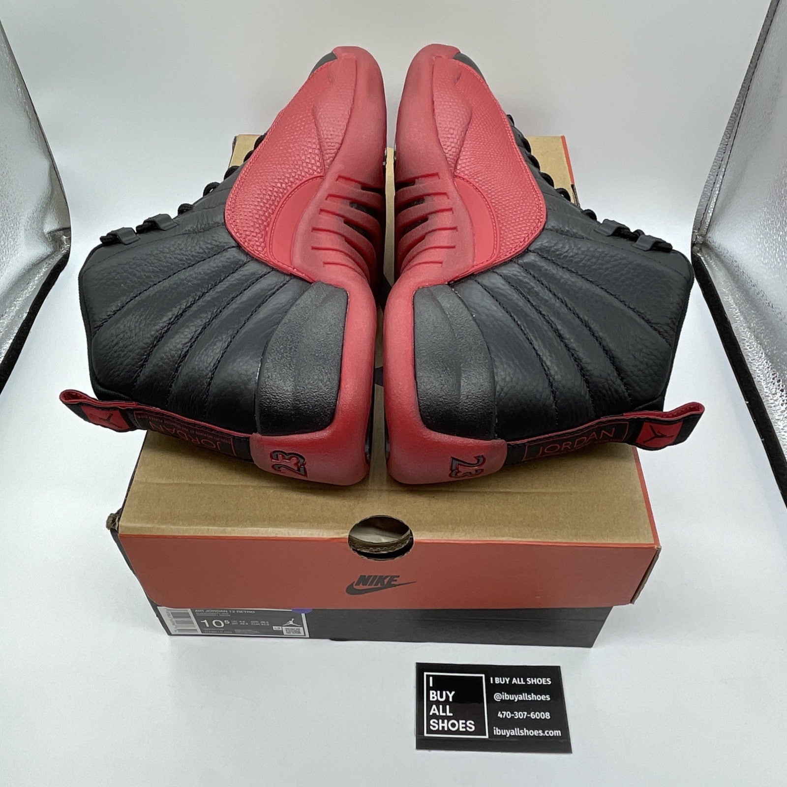 Size 10.5 - Air Jordan 12 Retro 2025 Flu Game Black Red Leather (CT8013-002)