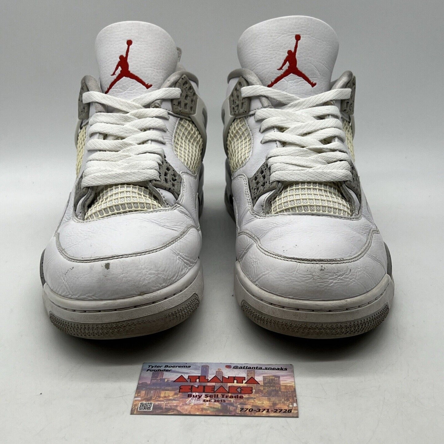 Size 13 - Jordan 4 Retro Mid White Oreo Grey Red Leather (CT8527-100)