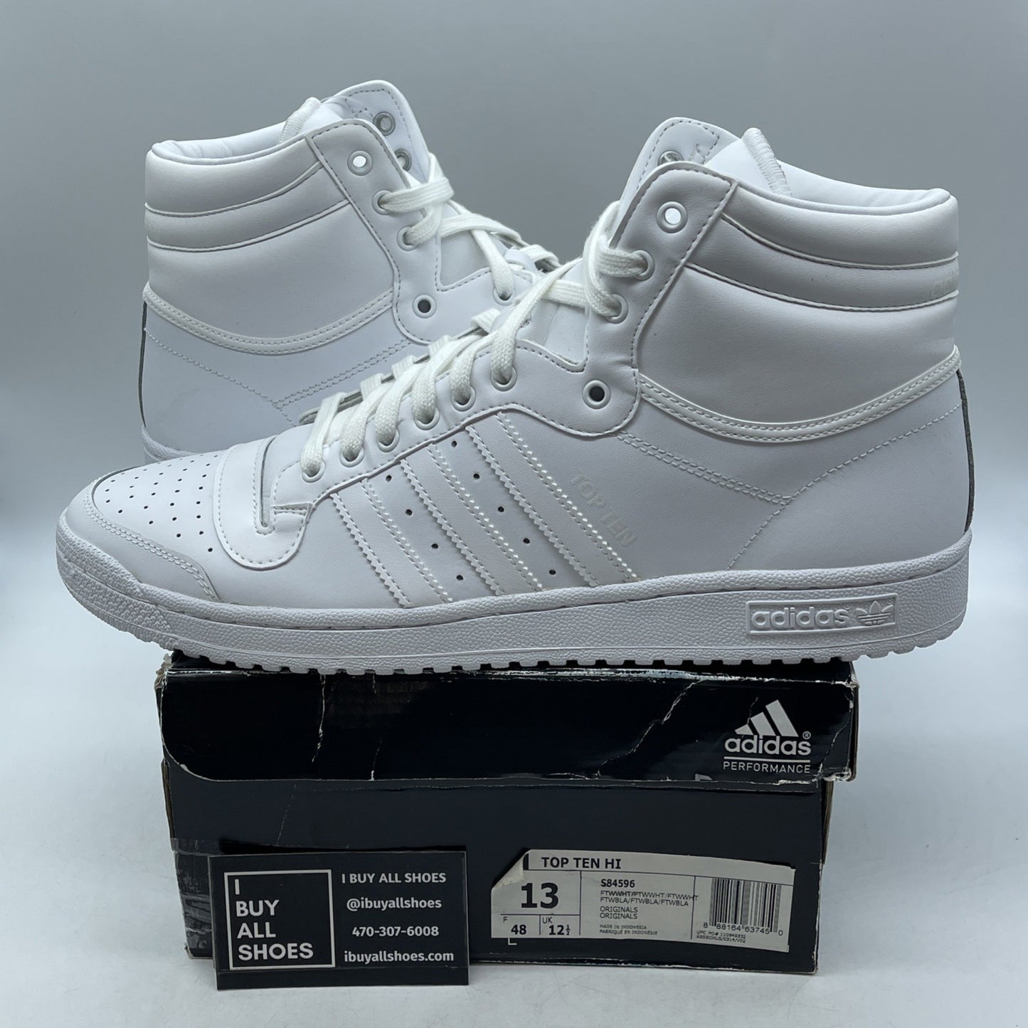 Size 13 - Adidas Top Ten High Triple White (S84596)