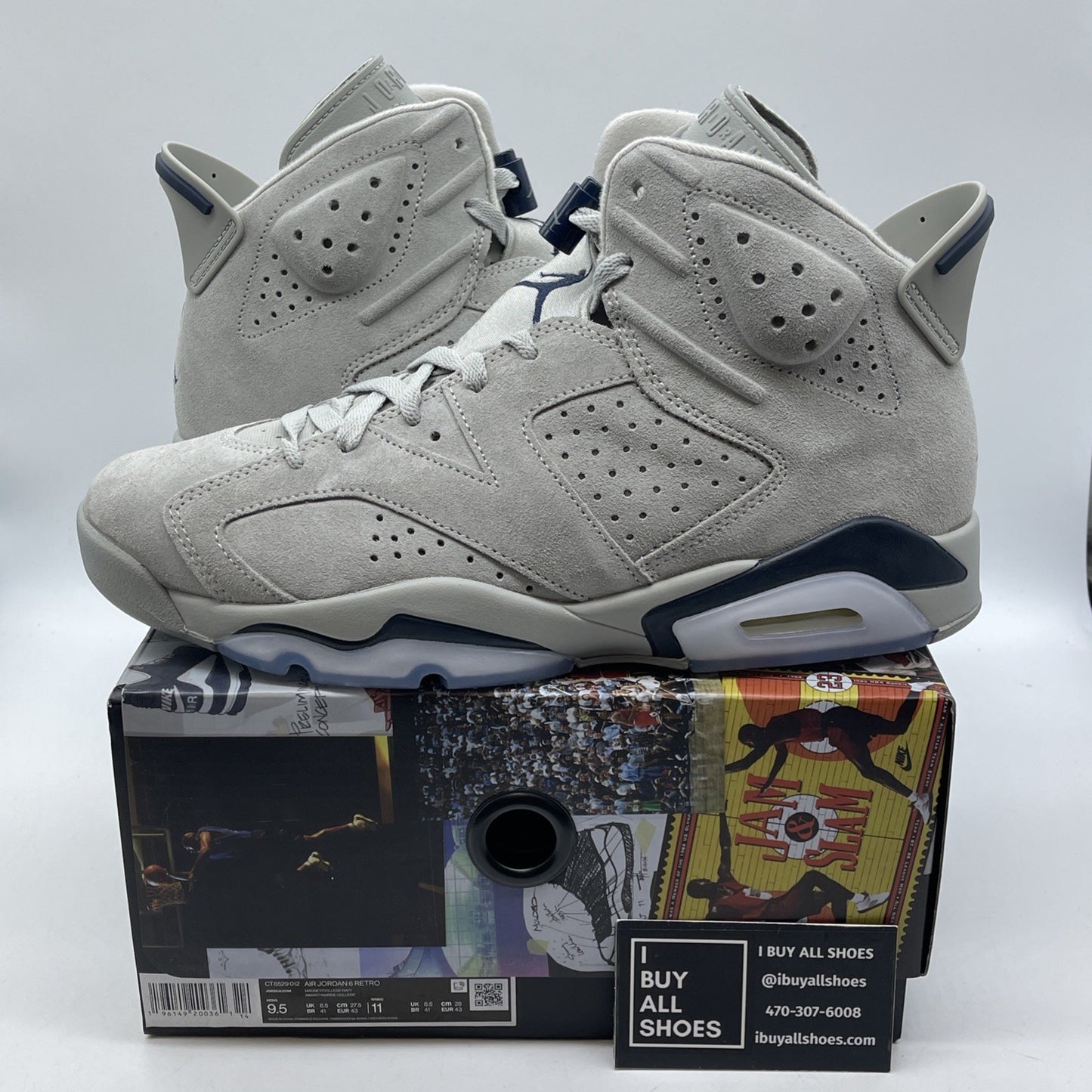 Size 9.5 - Jordan 6 Retro Mid Georgetown Grey Blue Suede (CT8529-012)