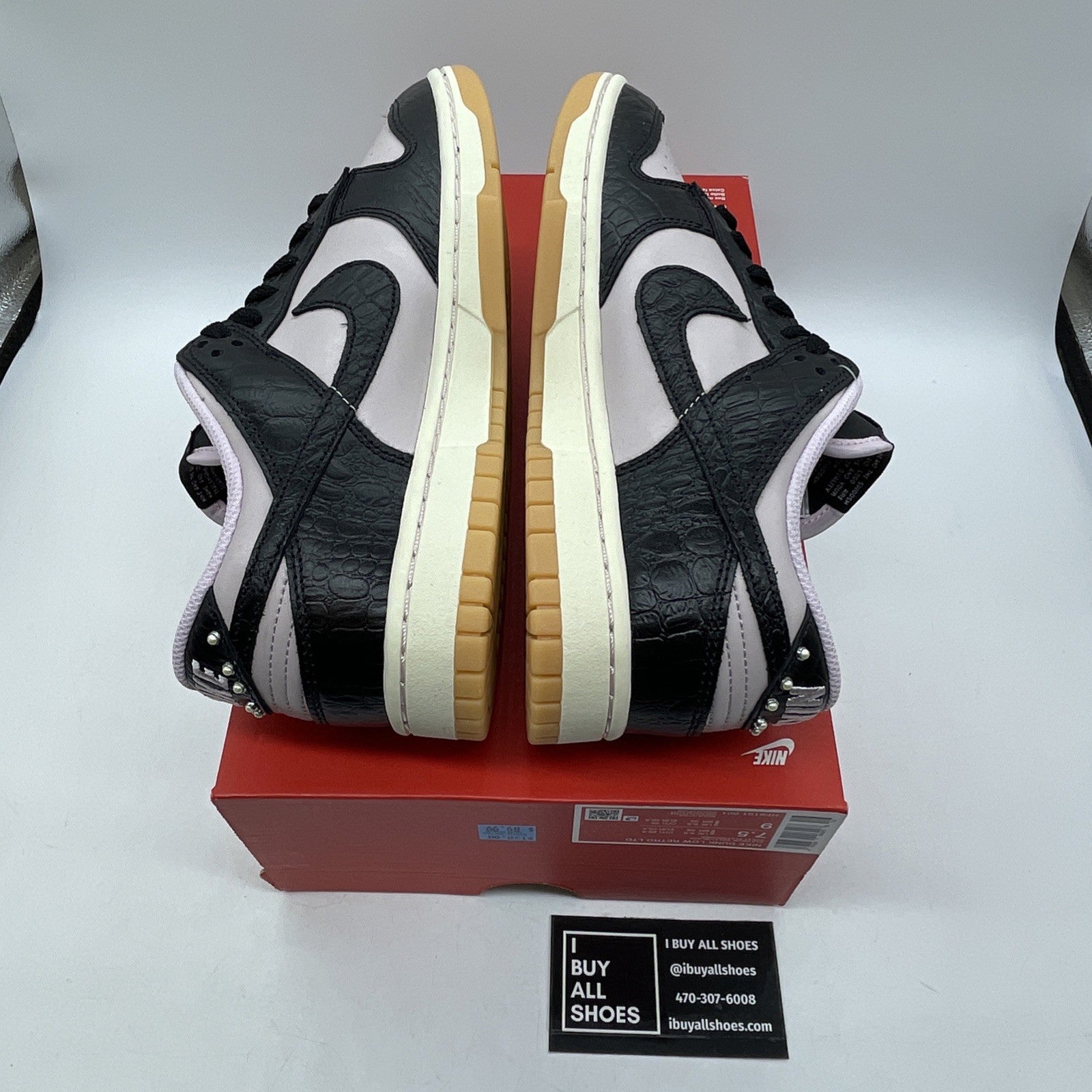 Size 7.5 - Nike Dunk Low Black Platinum Violet Croc Purple Black (HF9191-001)