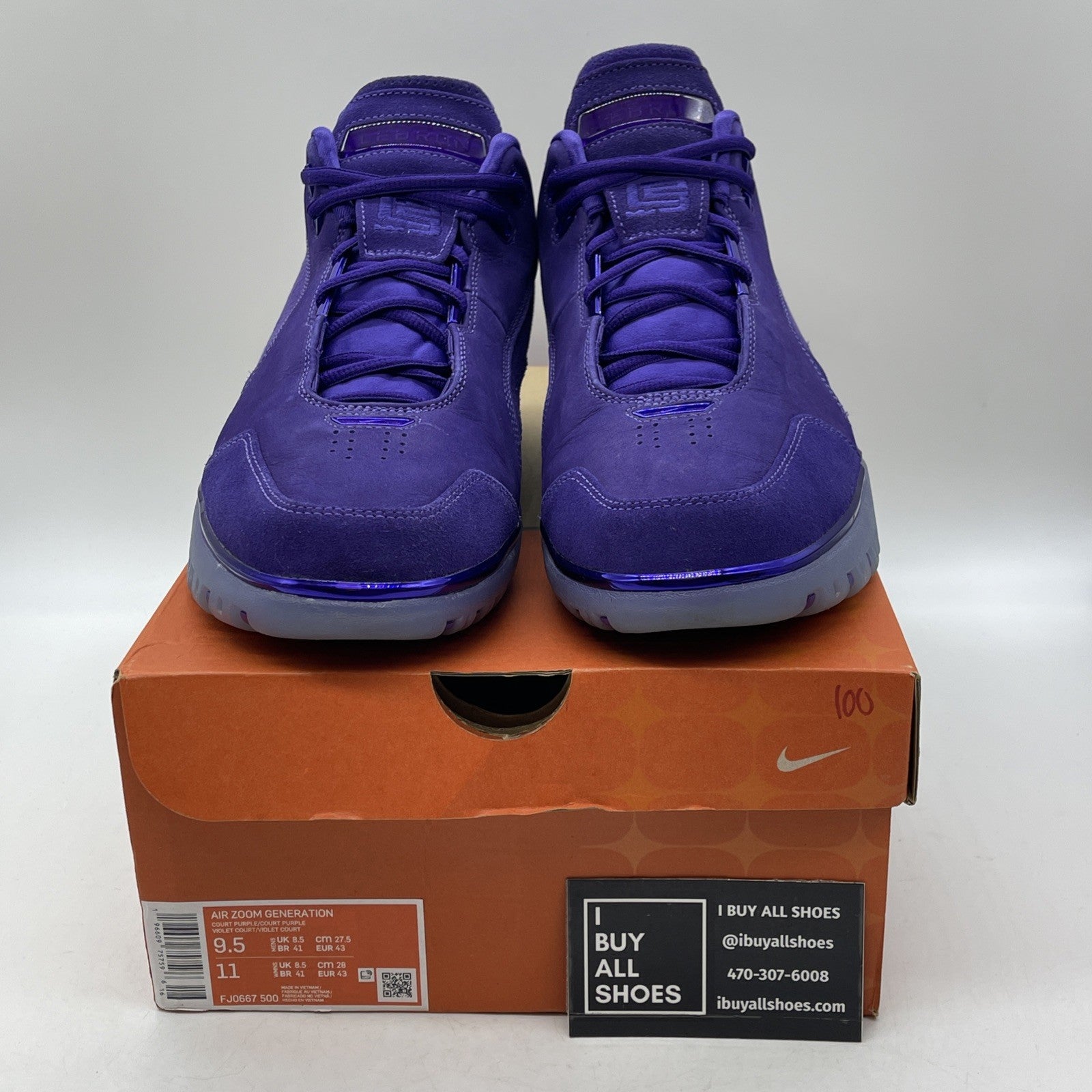 Size 9.5 - Nike Air Zoom Generation Shoes Mid Court Purple (FJ0667-500)