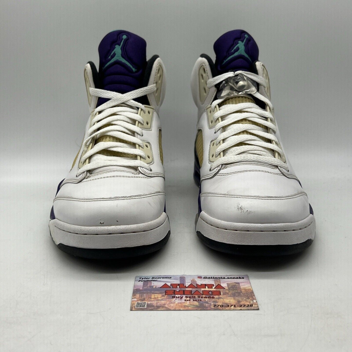 Size 12 - Jordan 5 Retro Grape 2013 White Leather Purple Teal (136027-108)