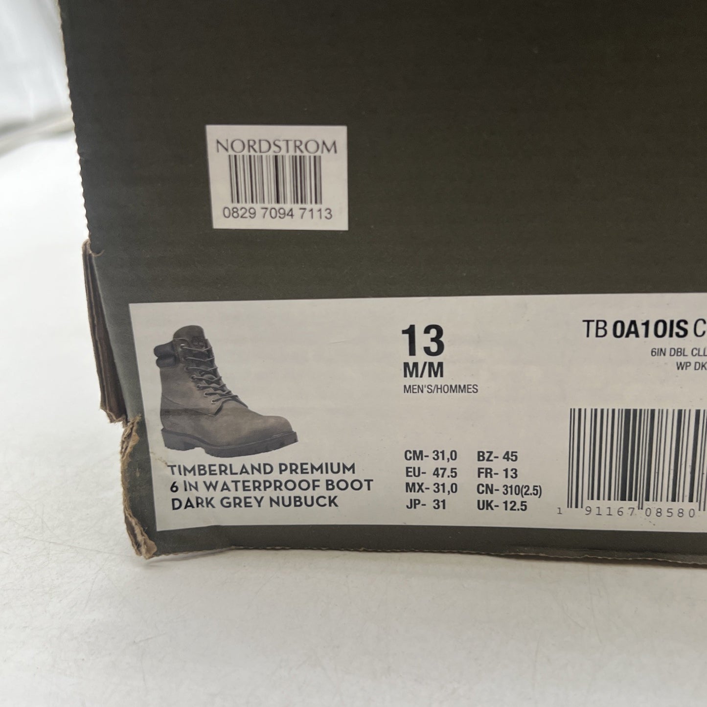 Size 13 - Timberland 6 Inch Premium Dark Gray/Black Mens Boot (TB-0A10IS-C64)