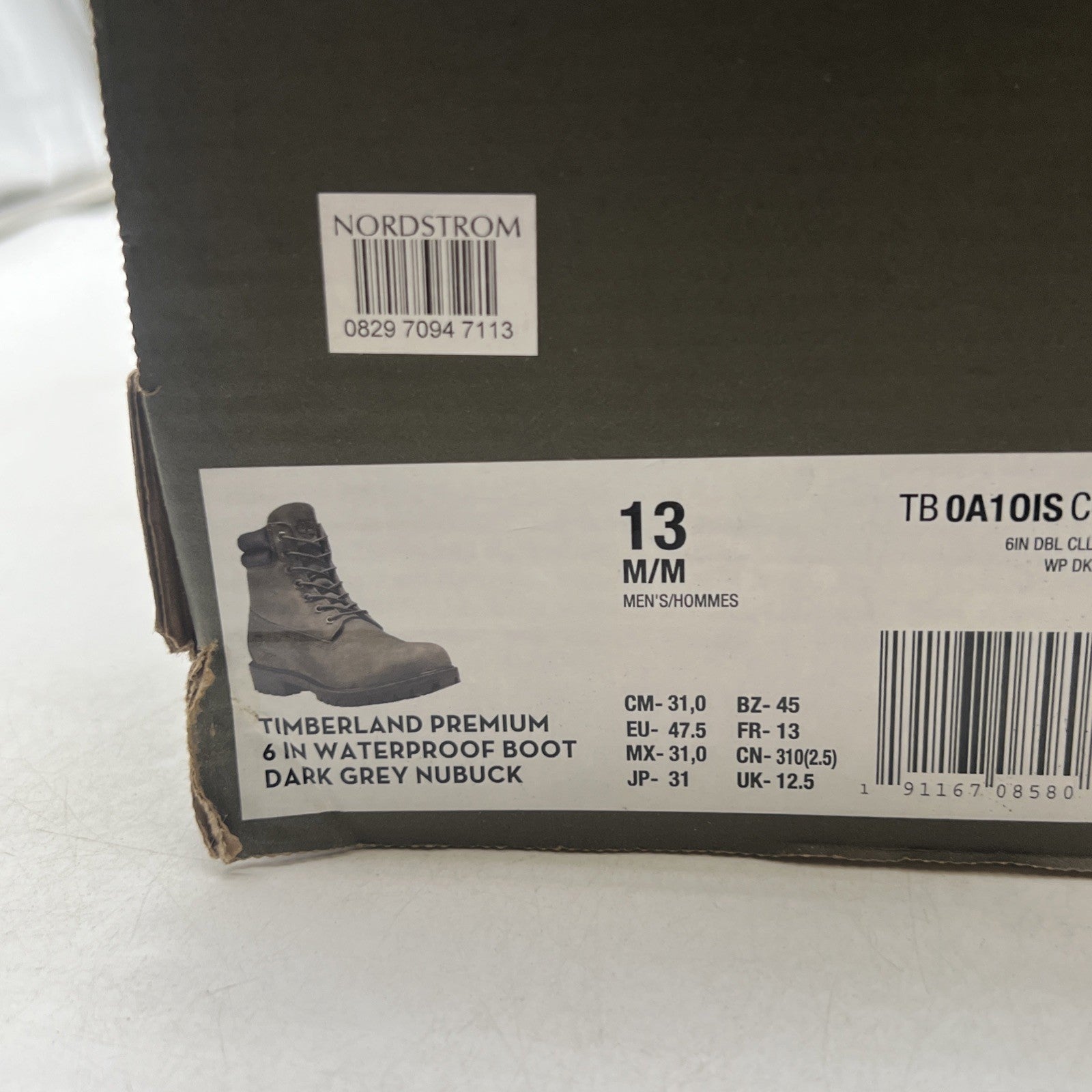 Size 13 - Timberland 6 Inch Premium Dark Gray/Black Mens Boot (TB-0A10IS-C64)