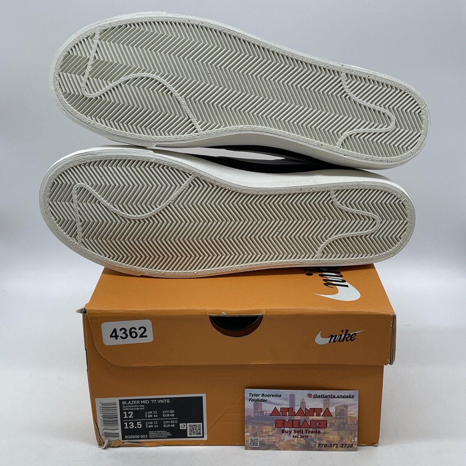 Size 12 - Nike Blazer '77 Leather Mid Black White (BQ6806-002)