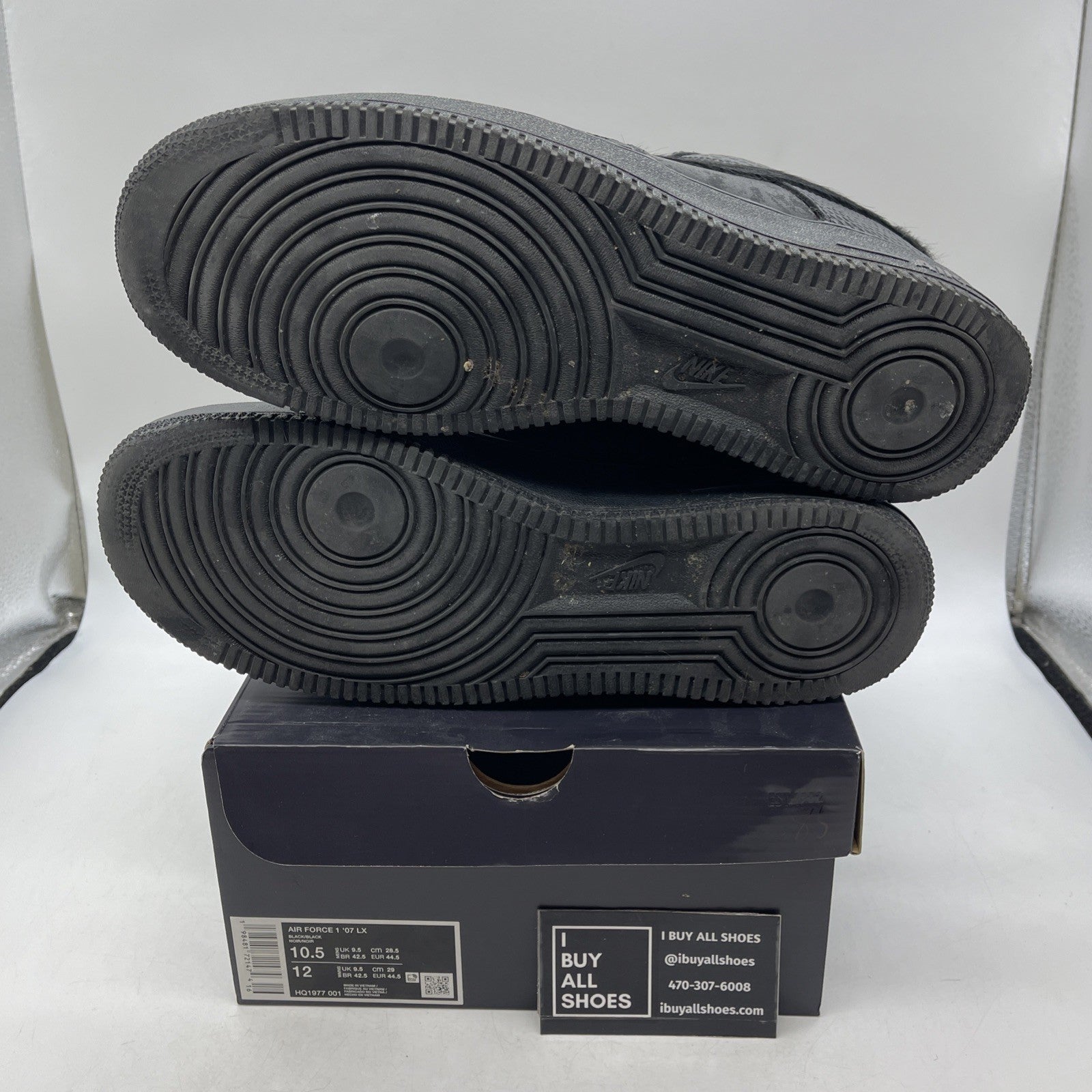 Size 10.5 - Nike Air Force 1 07 LX Low Black Pony Hair Snakeskin (HQ1977-001)