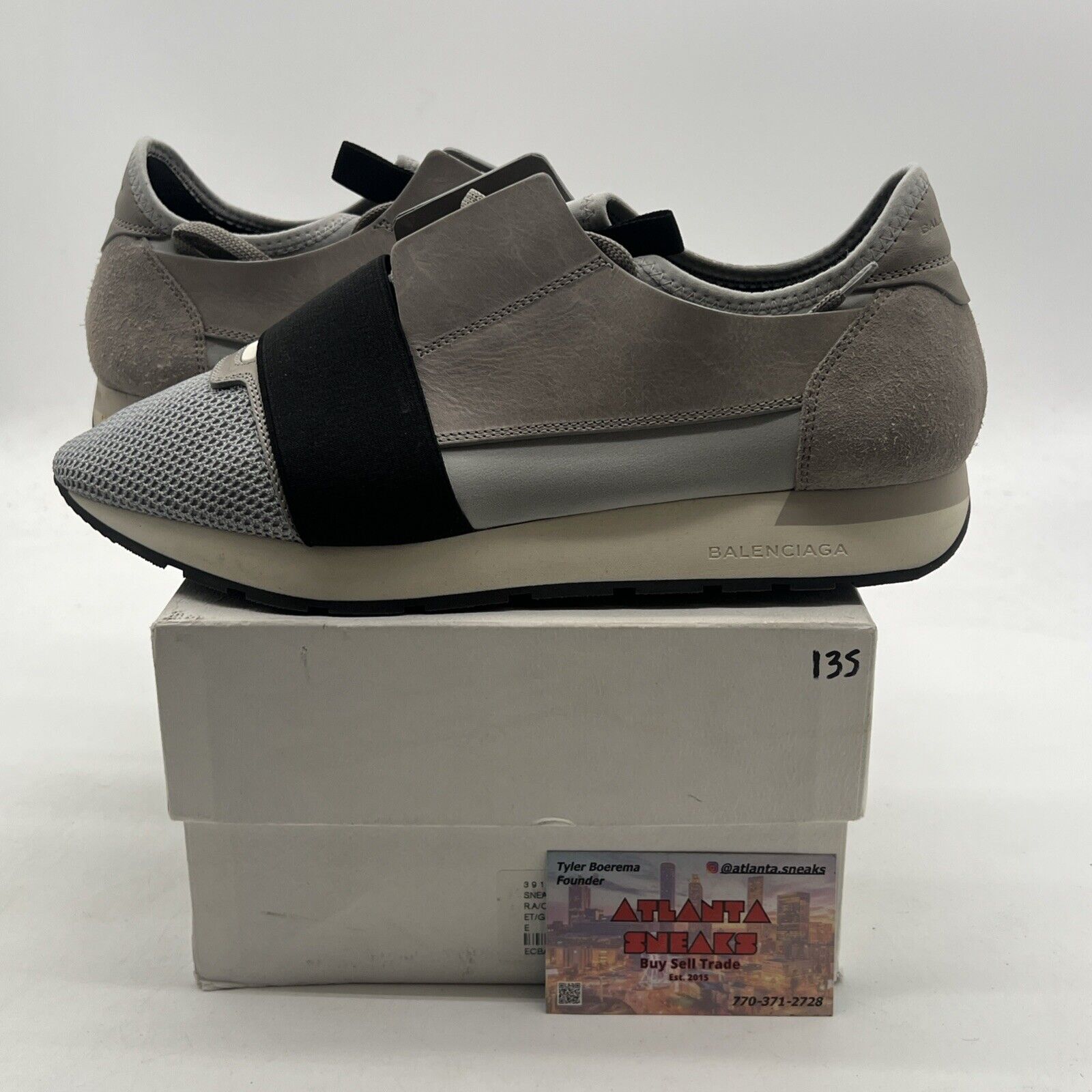 Size 9 - Balenciaga Race Runner Sneakers Gray Mesh Gray Leather Womens