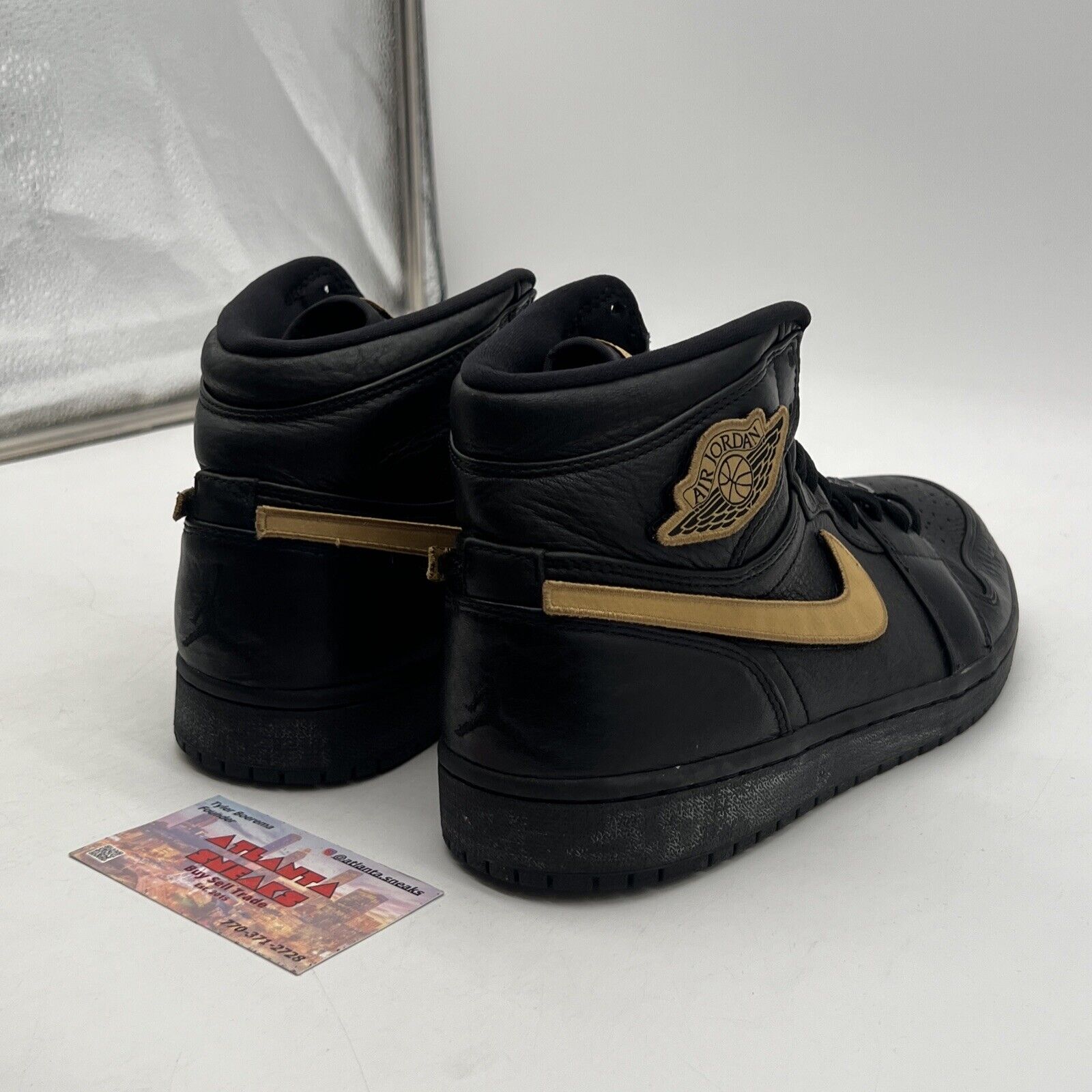 Size 9.5 - Air Jordan 1 Retro 2017 High BHM Black Gold Leather (908656-001)