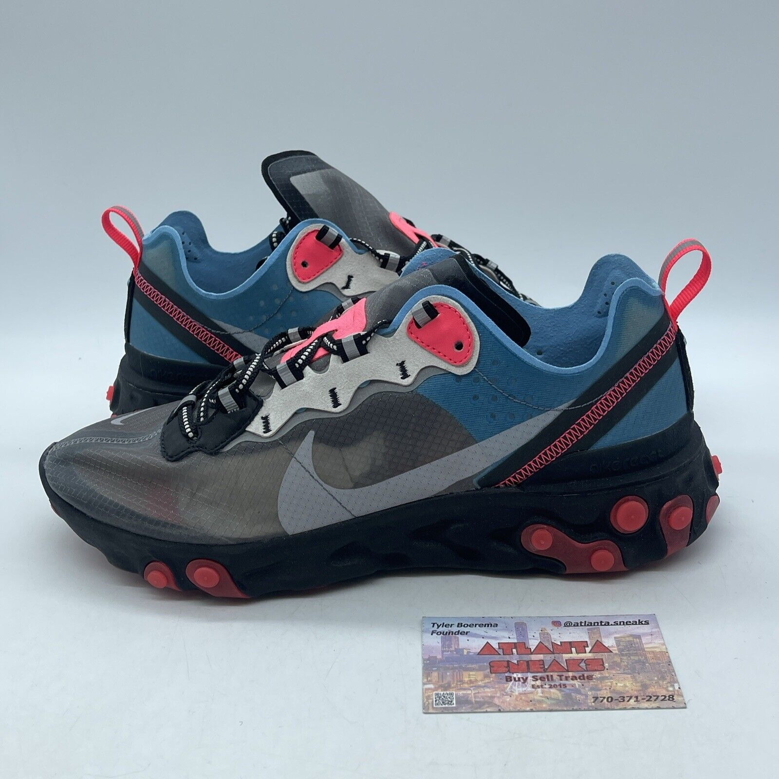 Size 8.5 - Nike React Element 87 Solar Red Black Blue Suede Leather (AQ1090-008)