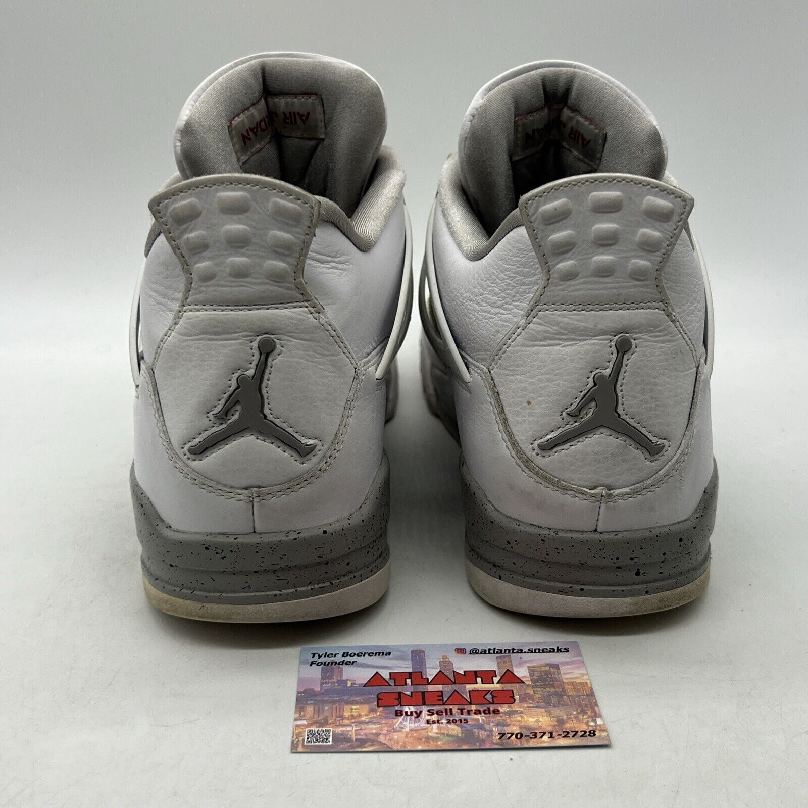 Size 12 - Jordan 4 Retro Mid White Oreo Grey Leather Red (CT8527-100)