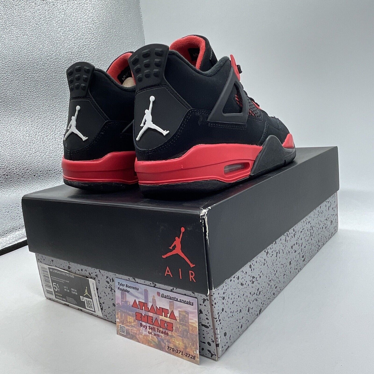 Size 5.5Y - Jordan 4 Retro Mid Red Thunder Red White Black Suede (408452-016)