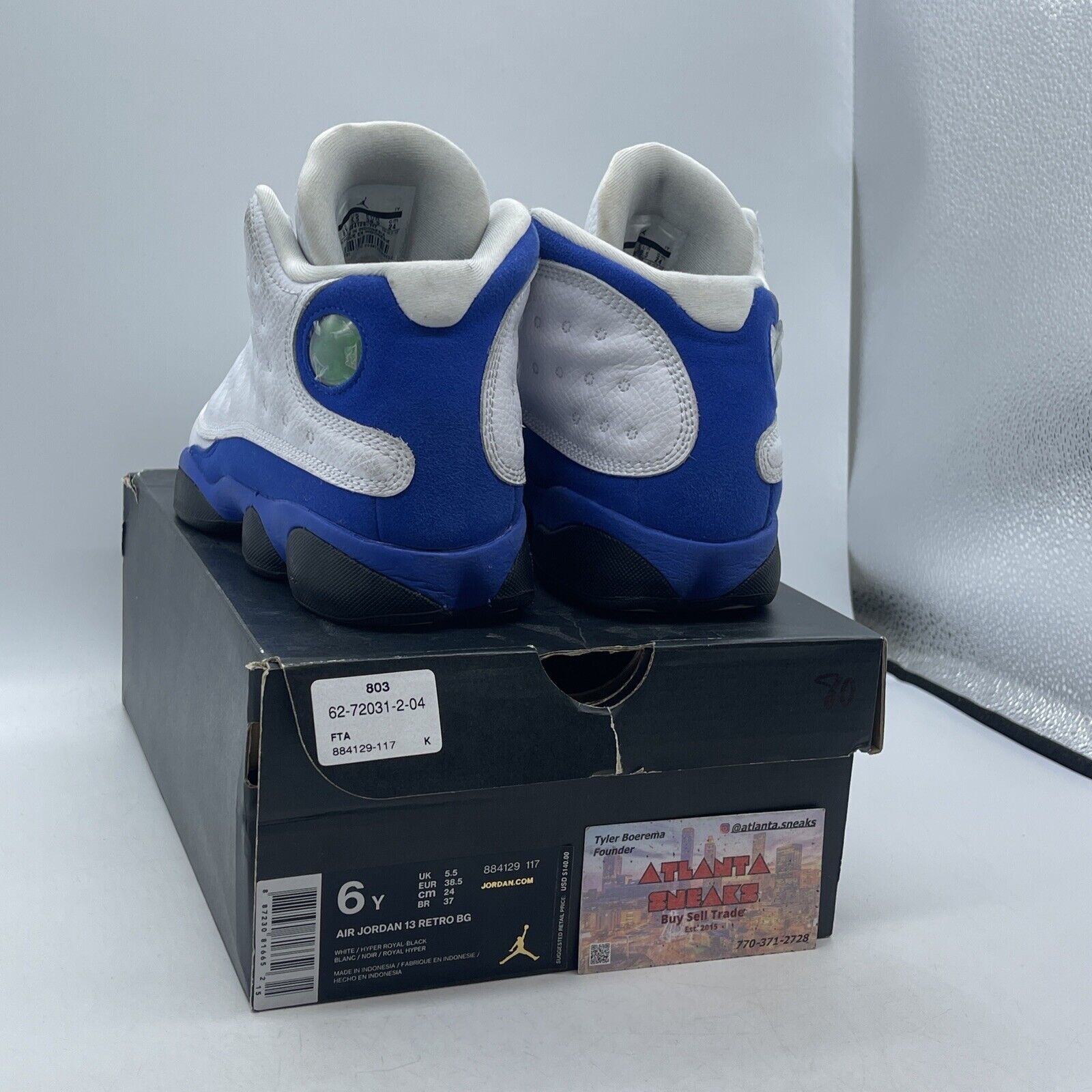 Size 6Y (GS) - Jordan 13 Retro Hyper Royal Blue Suede White Leather (884129-117)