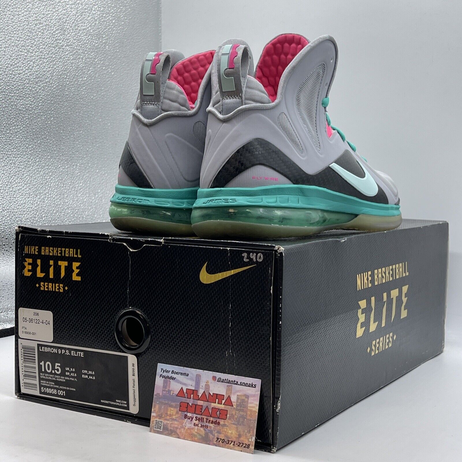 Size 10.5 - Nike LeBron 9 P.S. Elite South Beach Suede Leather (516958-001)