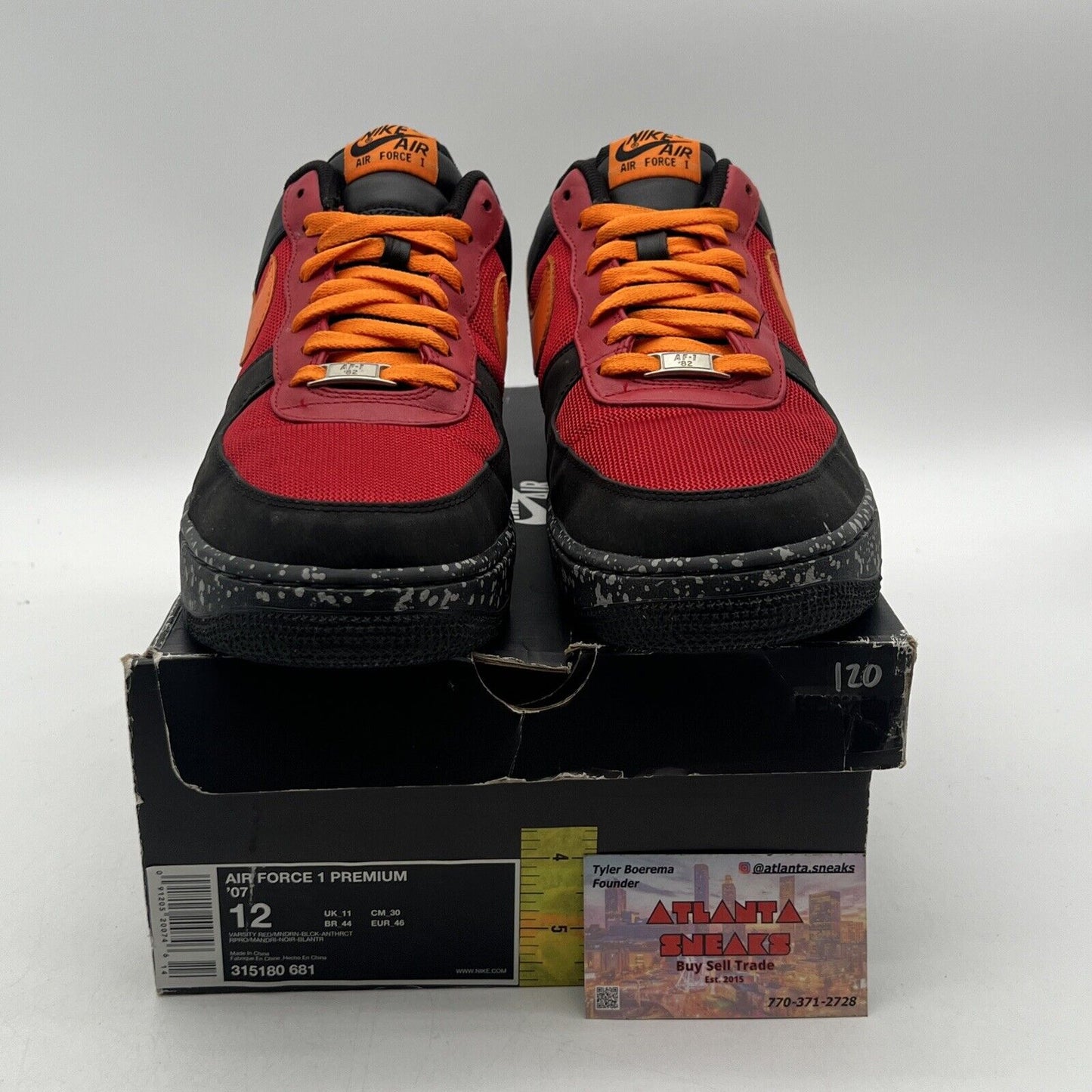 Size 12 - Nike Air Force 1 Premium Red Orange Red Leather (315180-681)