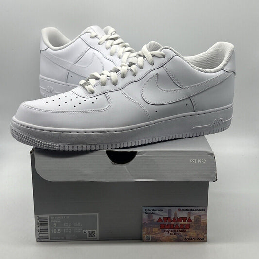 Size 15 - Nike Air Force 1 '07 Low Triple White Leather (CW2288-111)