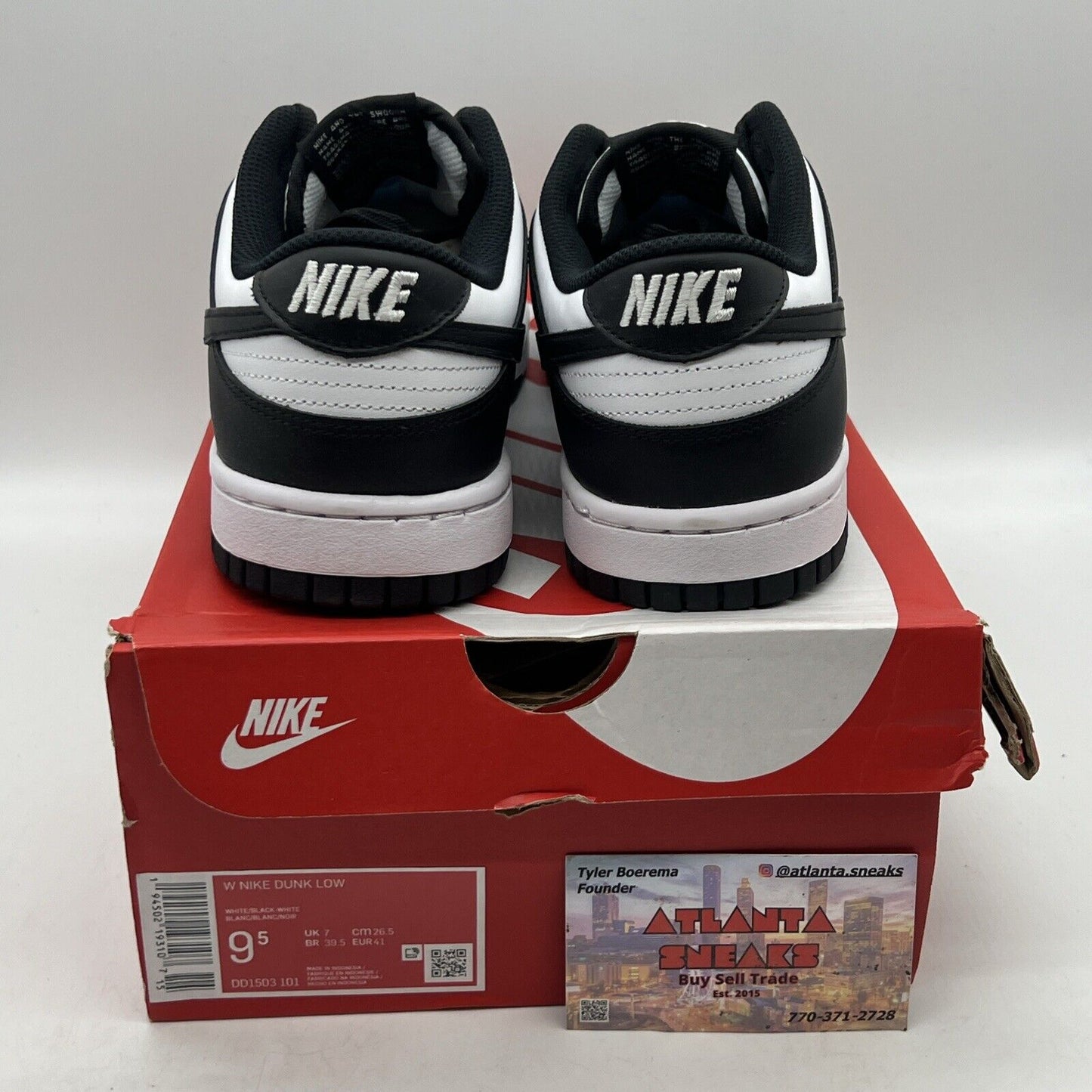 Size 9.5 - Nike Dunk Low Black White W Brand New Og All
