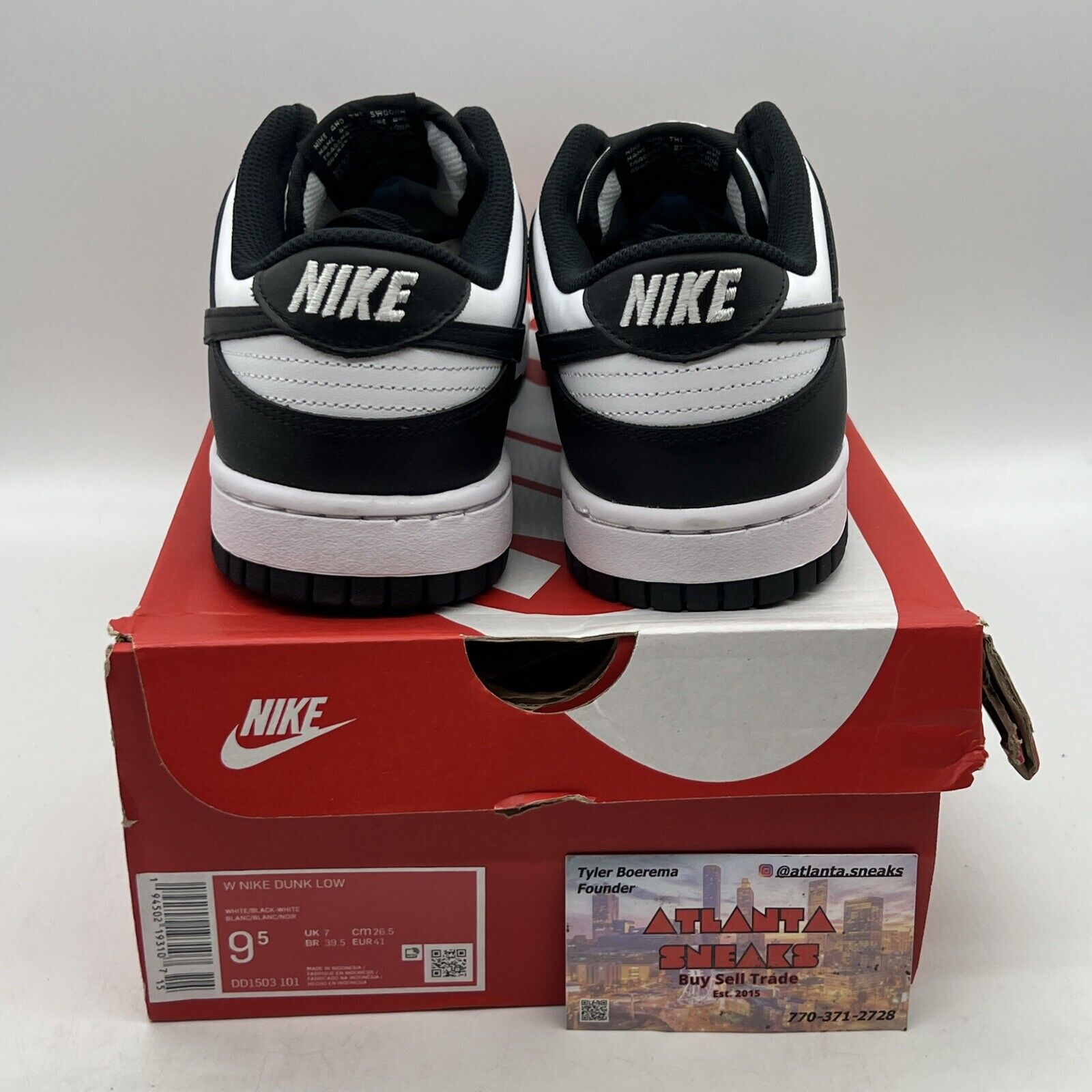 Size 9.5 - Nike Dunk Low Black White W Brand New Og All