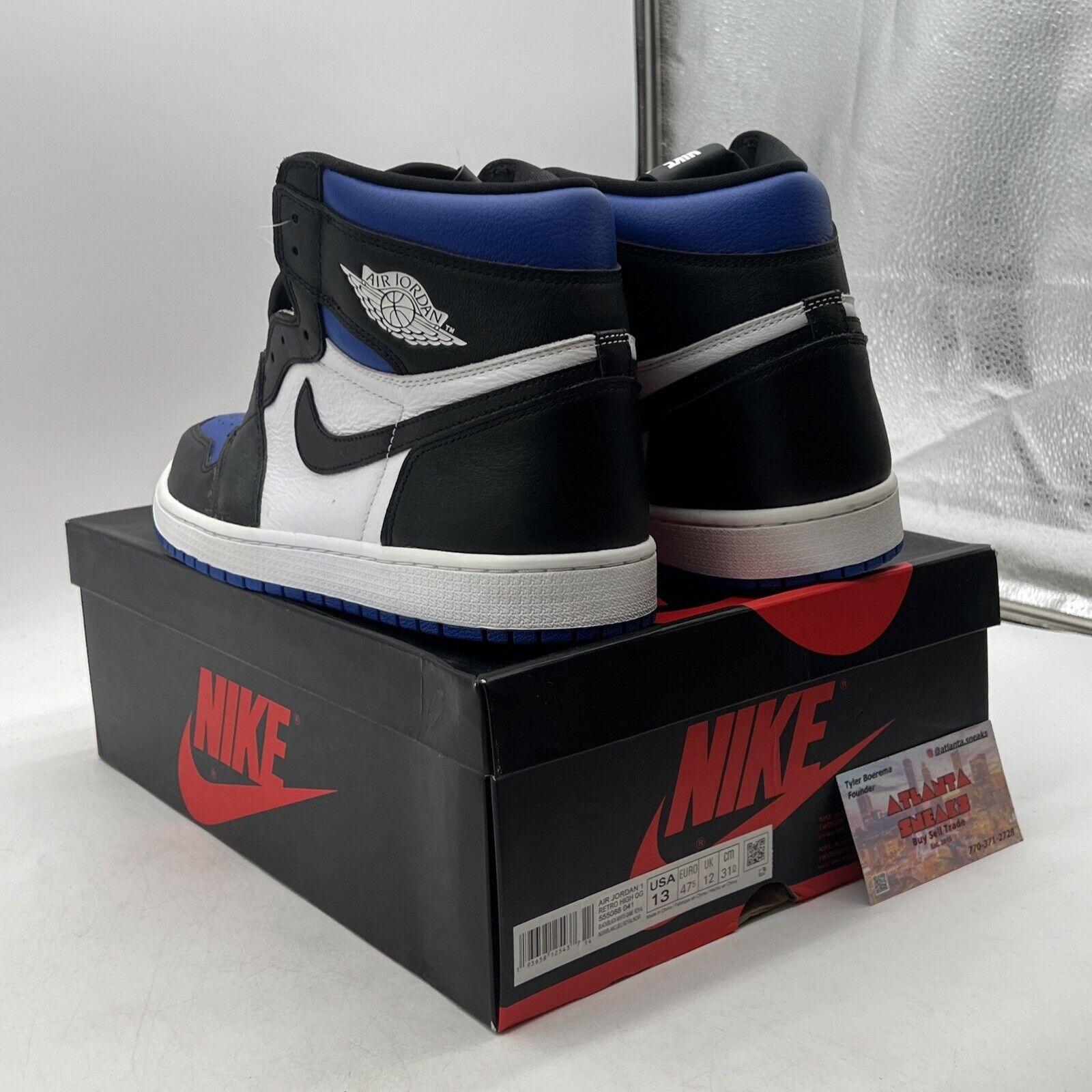 Size 13 - Jordan 1 Retro OG High Royal Toe White Black Leather  (555088-041)