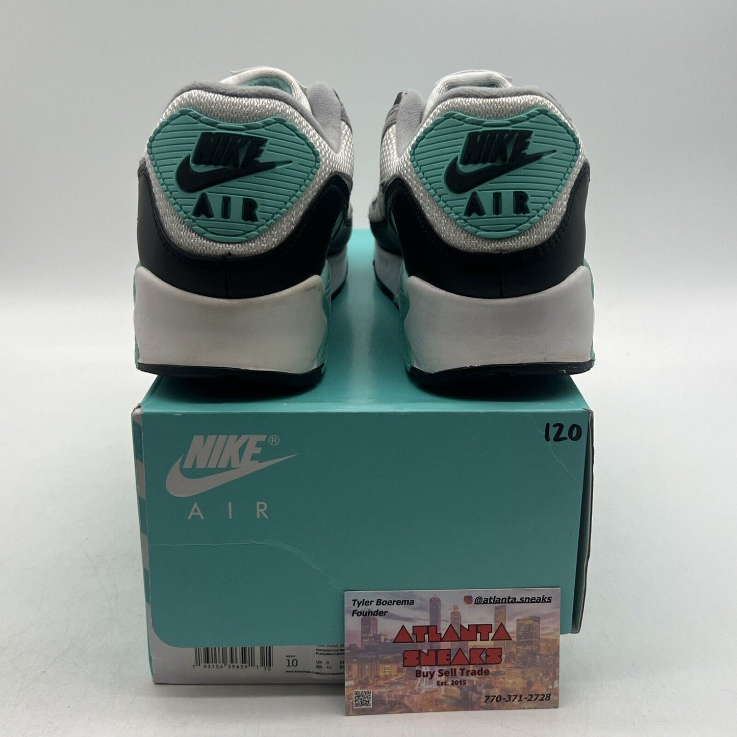 Size 10 - Nike Air Max 90 Hyper Turquoise Grey Black White (CD0881-100)