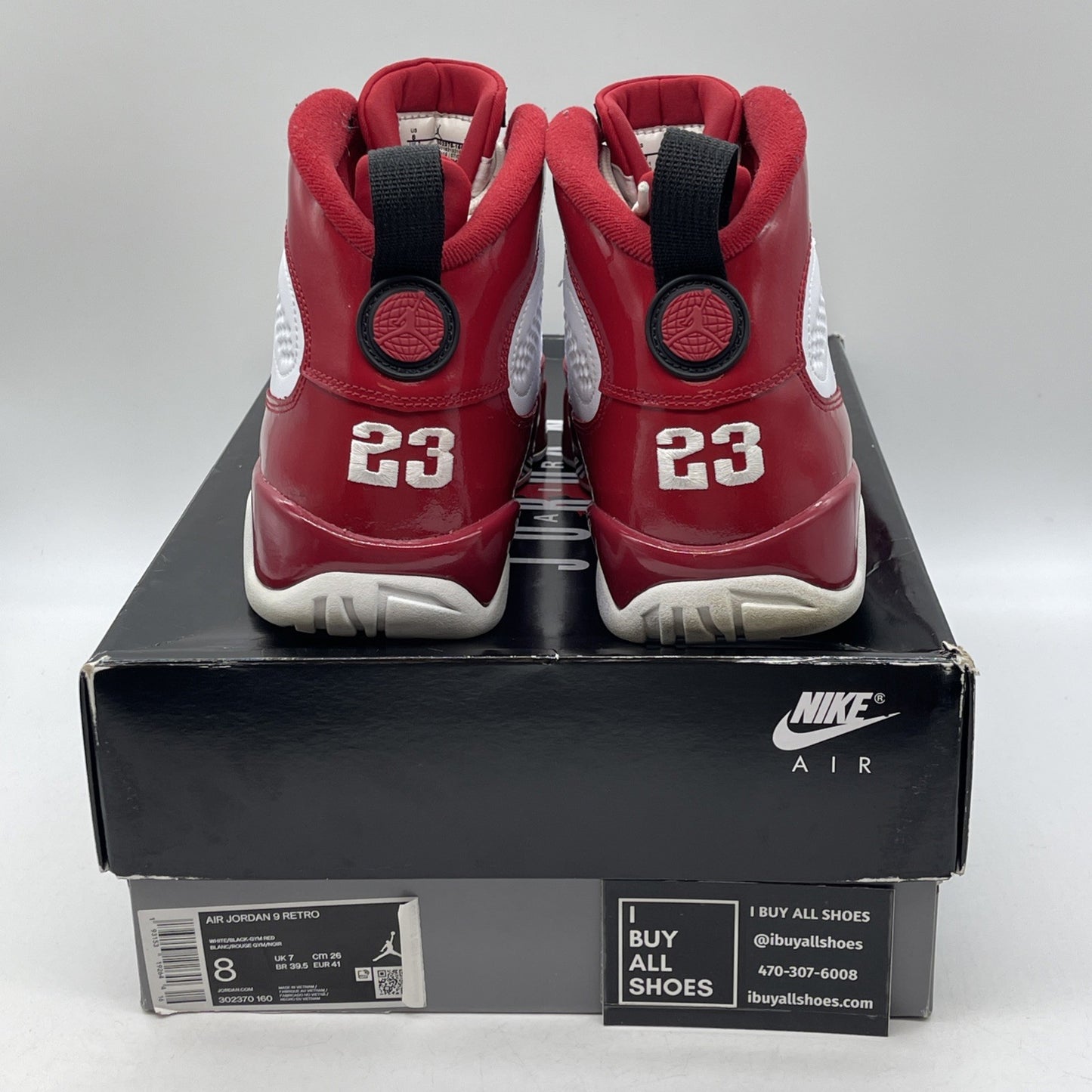 Size 8 - Air Jordan 9 Retro Gym Red White Black Leather (302370-160)