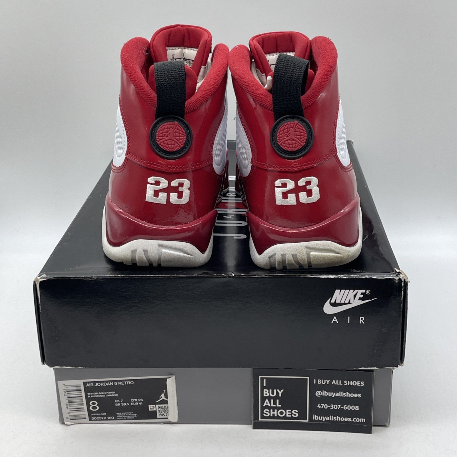 Size 8 - Air Jordan 9 Retro Gym Red White Black Leather (302370-160)