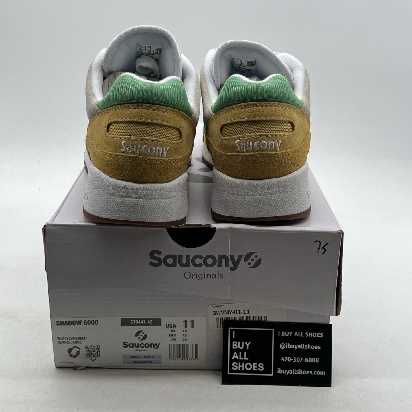Size 11 - Saucony Shadow 6000 White Green Mustard (S70441-42)