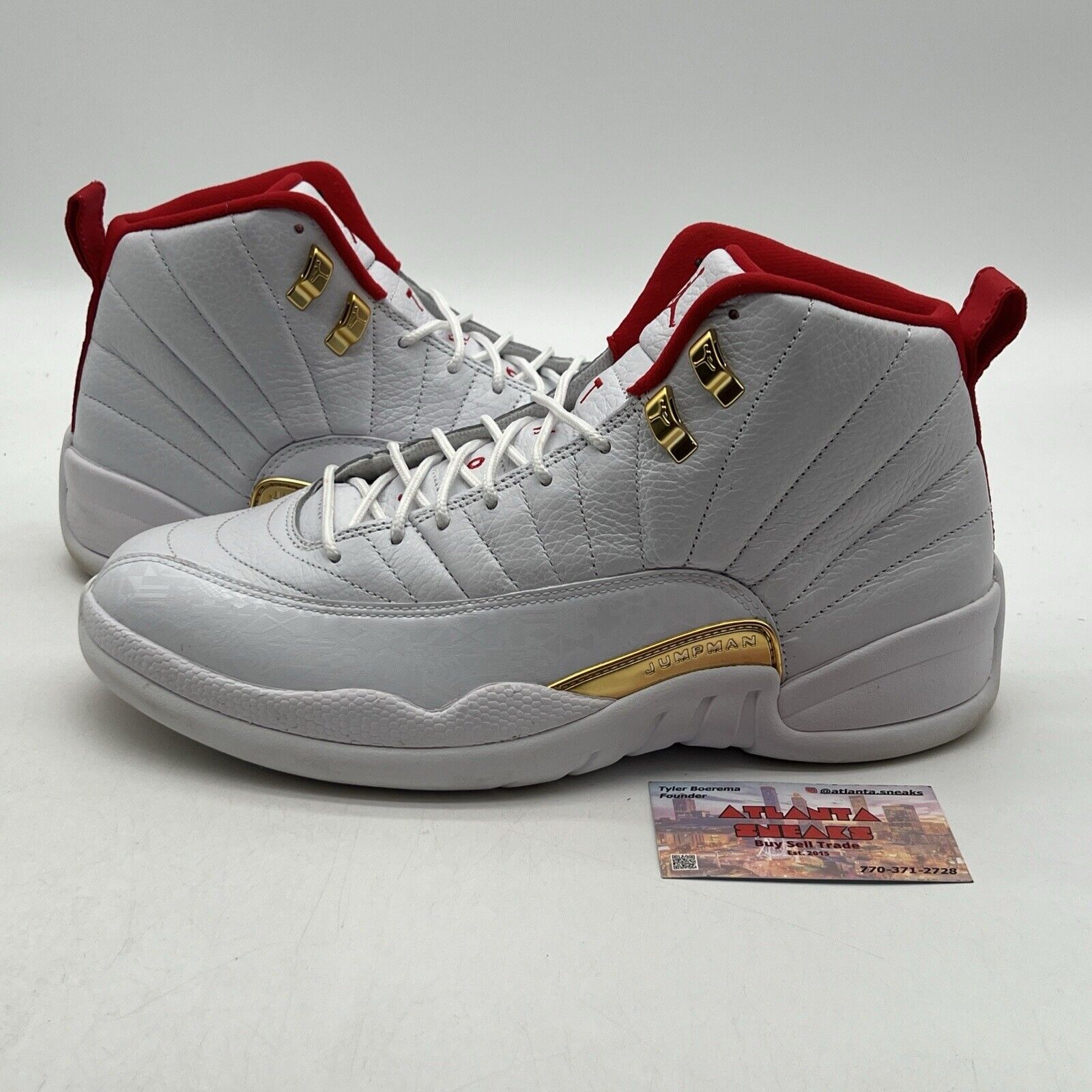 Size 10.5 - Air Jordan 12 Retro FIBA White Red Leather Gold (130690-107)