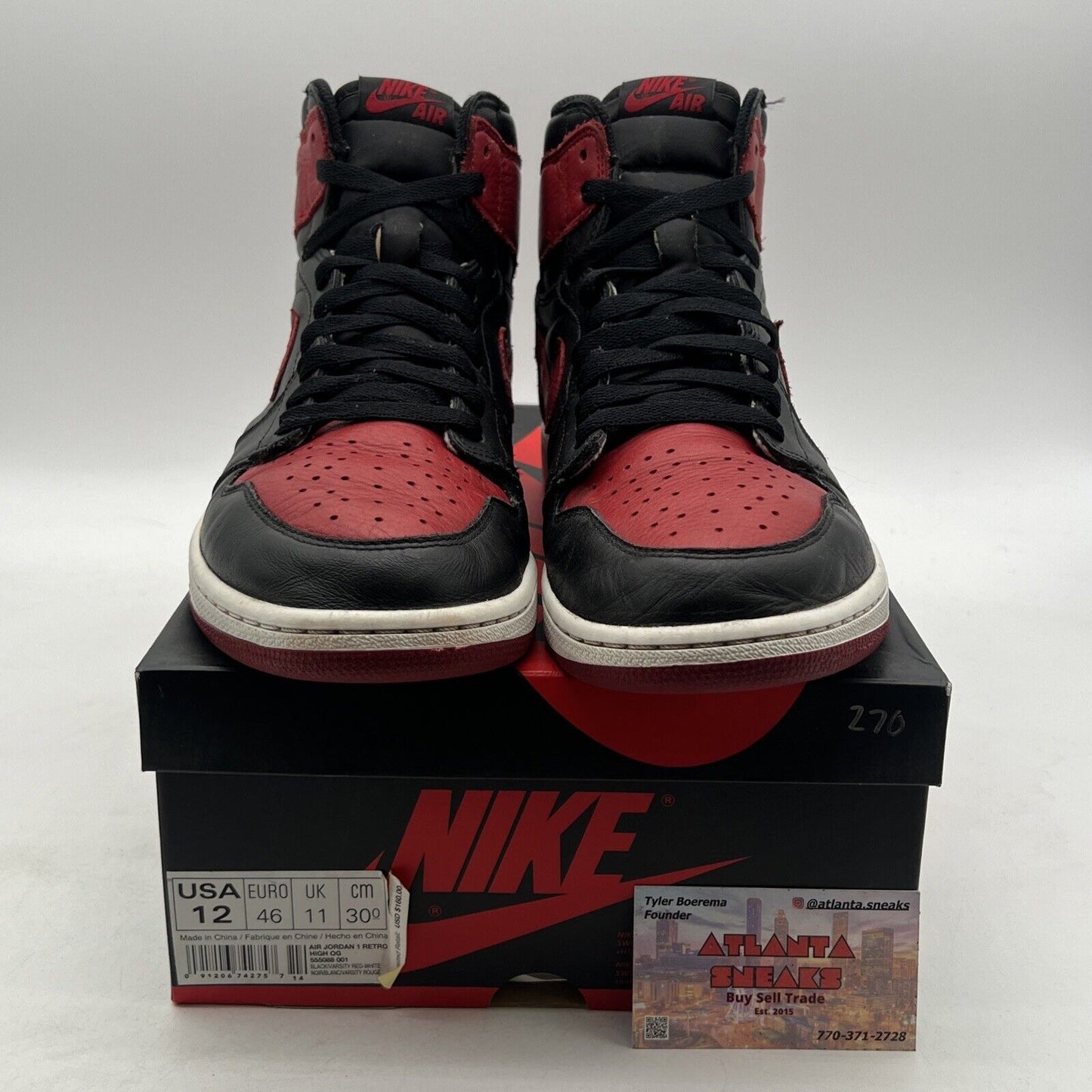 Size 12 - Air Jordan 1 Retro OG High Banned, Bred (555088-001)