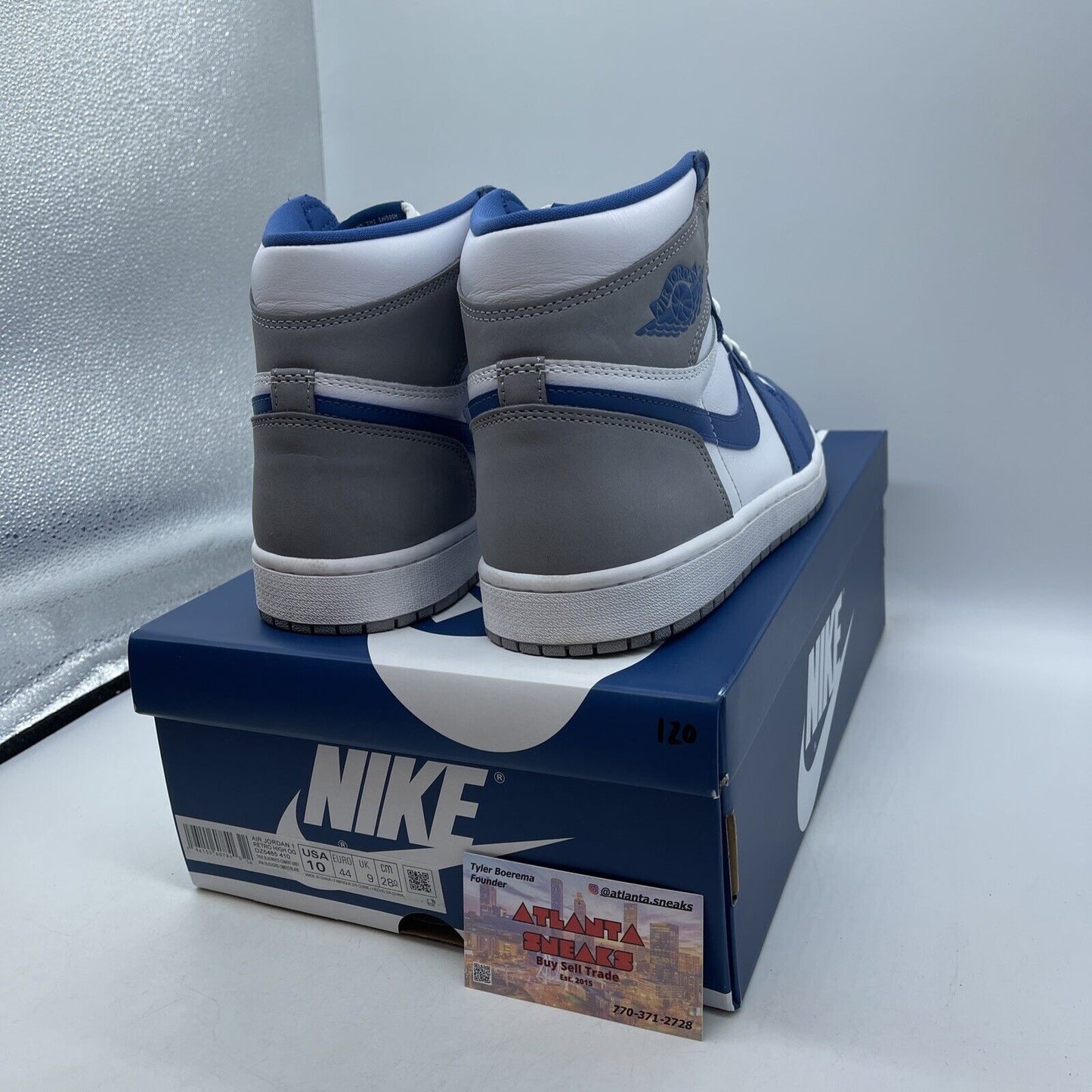 Size 10 - Jordan 1 Retro OG High True Blue White Leather (DZ5485-410)