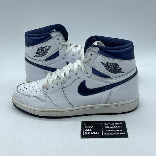 Size 9.5 - Air Jordan 1 Retro OG High Metallic Navy White Leather (555088-106)